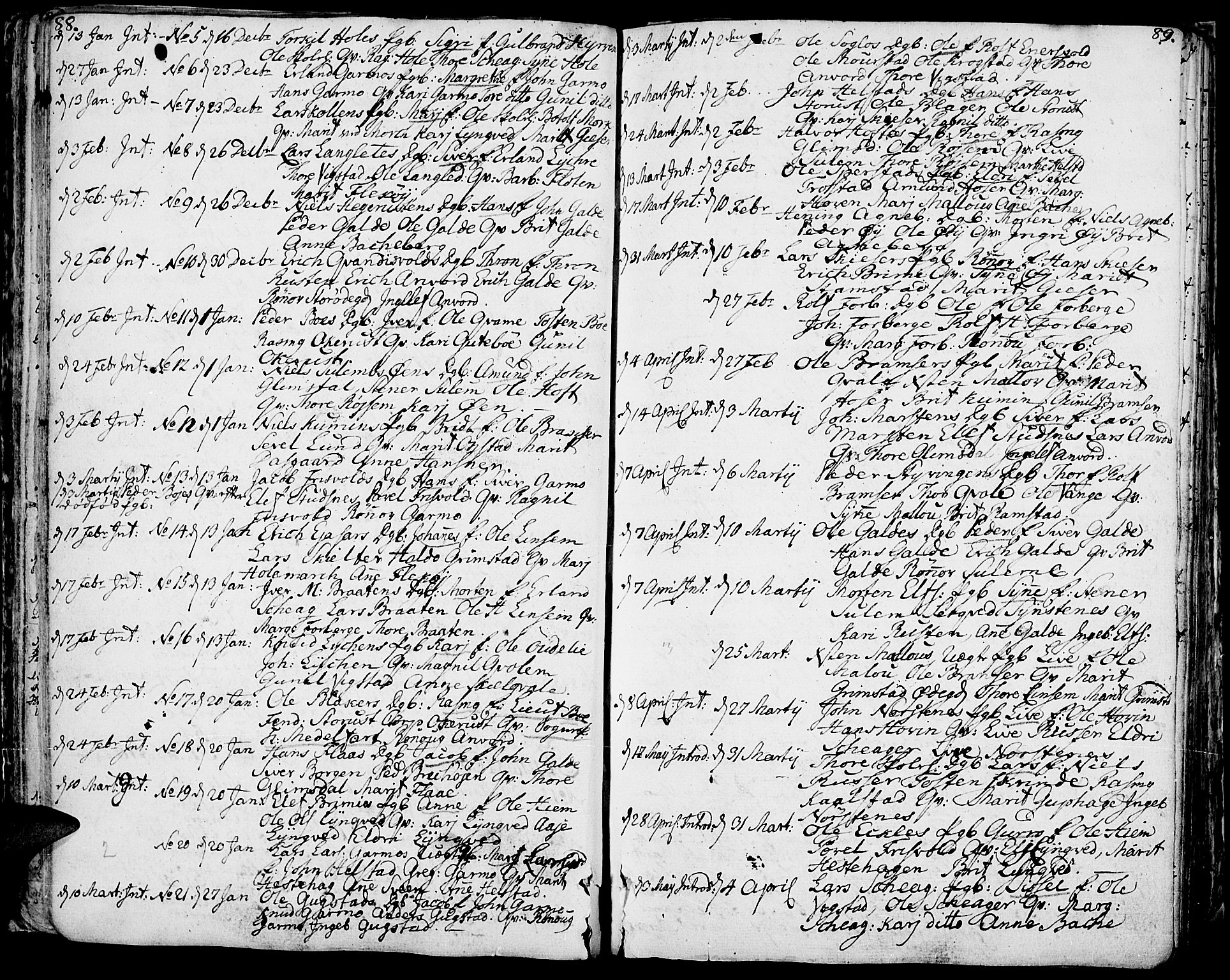 Lom prestekontor, SAH/PREST-070/K/L0002: Parish register (official) no. 2, 1749-1801, p. 88-89