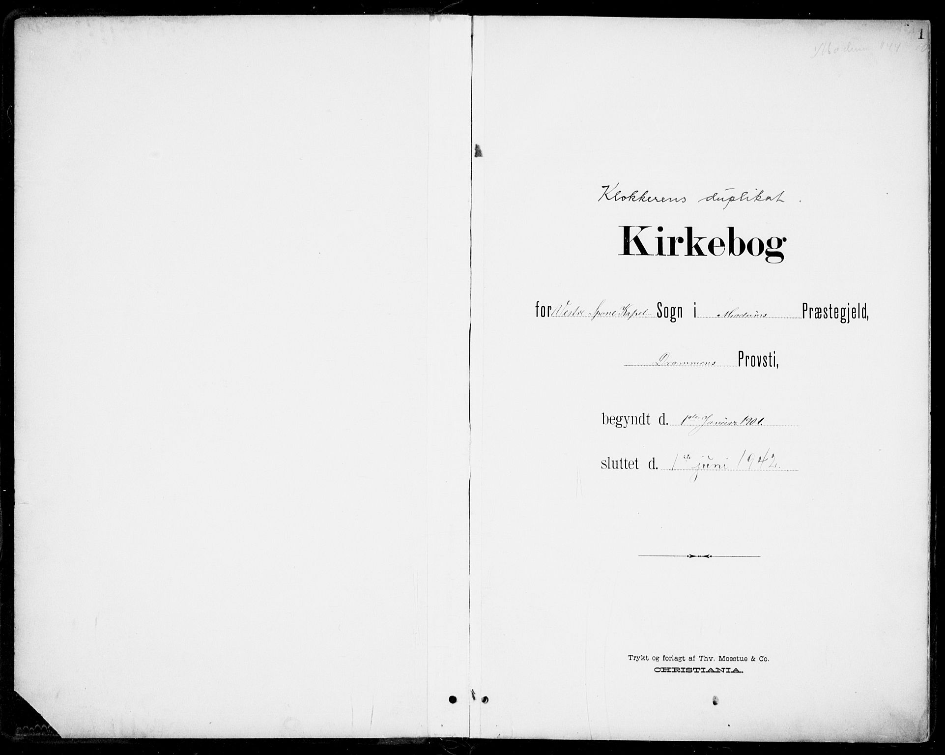 Modum kirkebøker, SAKO/A-234/G/Gb/L0001: Parish register (copy) no. II 1, 1901-1942, p. 1