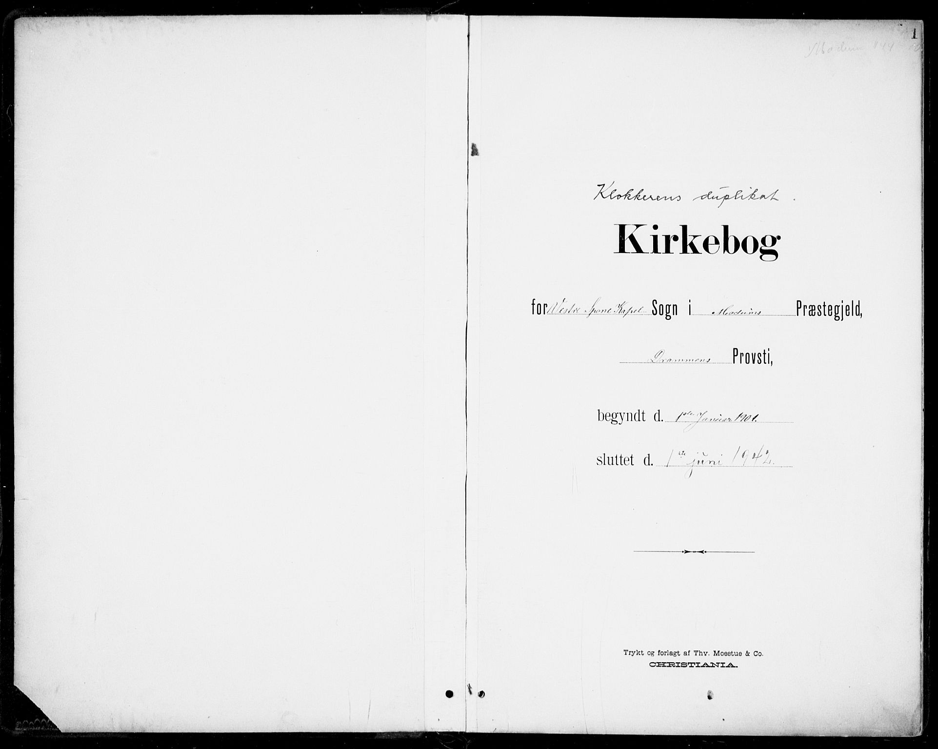 Modum kirkebøker, AV/SAKO-A-234/G/Gb/L0001: Parish register (copy) no. II 1, 1901-1942, p. 1