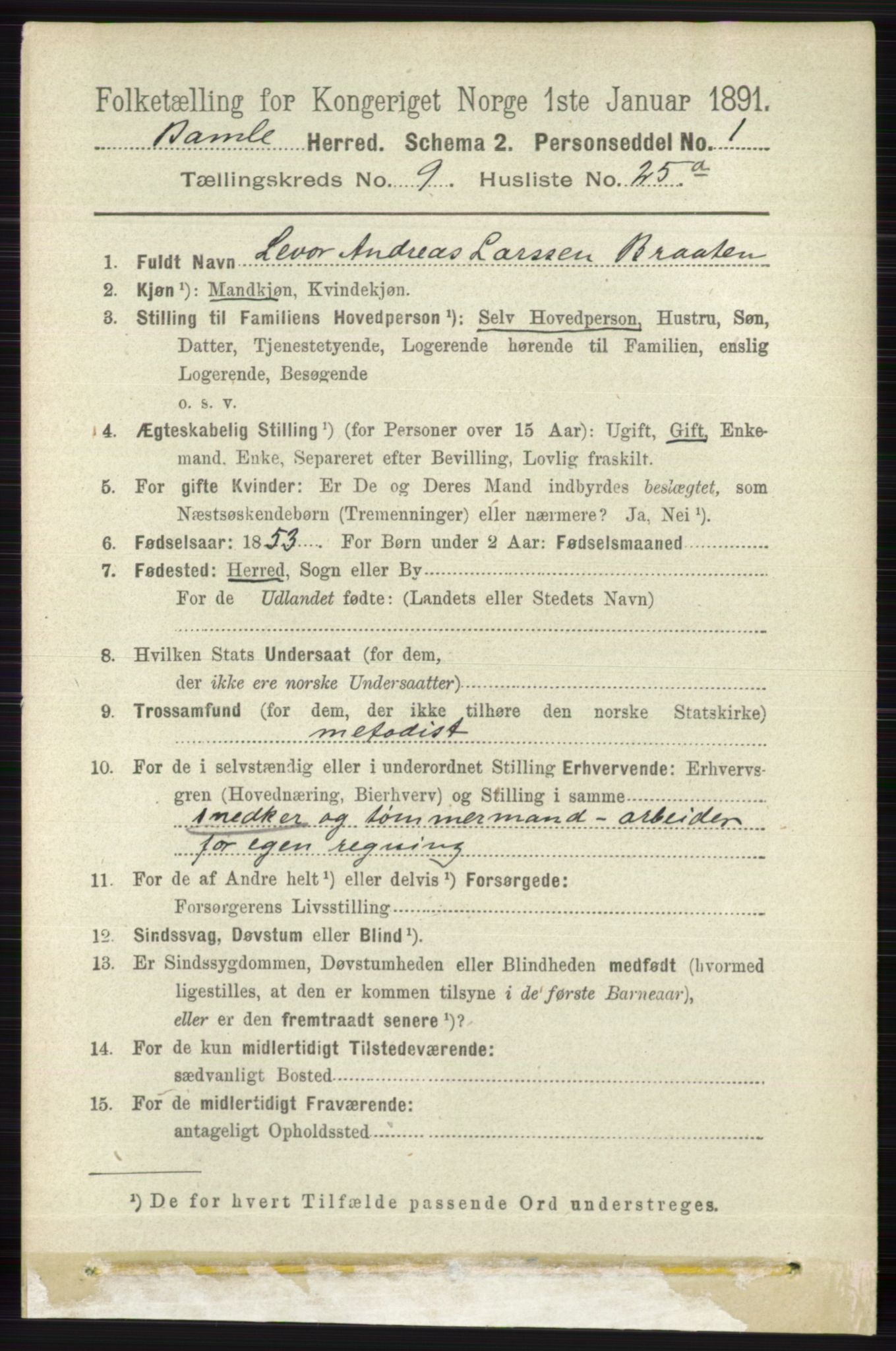 RA, 1891 census for 0814 Bamble, 1891, p. 4361