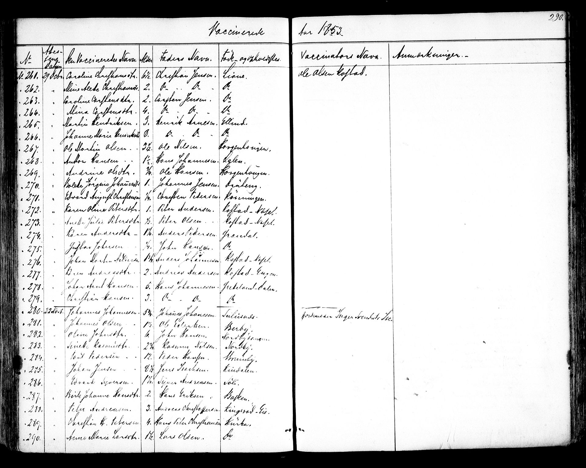 Tune prestekontor Kirkebøker, SAO/A-2007/F/Fa/L0011: Parish register (official) no. 11, 1852-1856, p. 290
