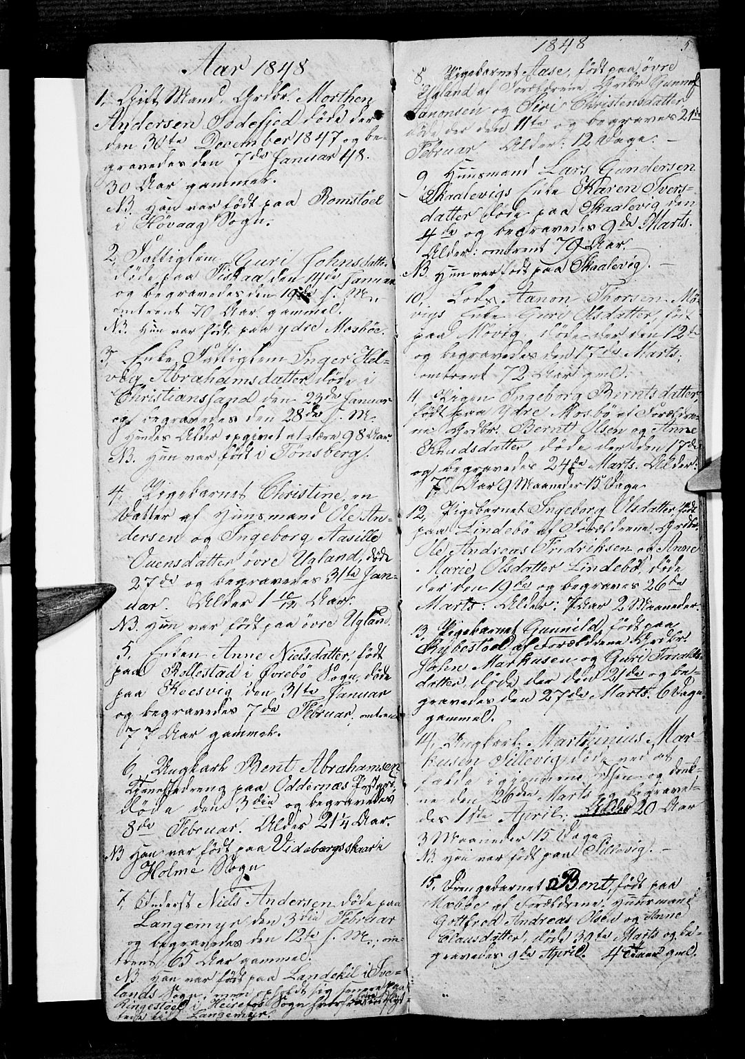 Oddernes sokneprestkontor, AV/SAK-1111-0033/F/Fb/Fba/L0005: Parish register (copy) no. B 5, 1846-1859, p. 5