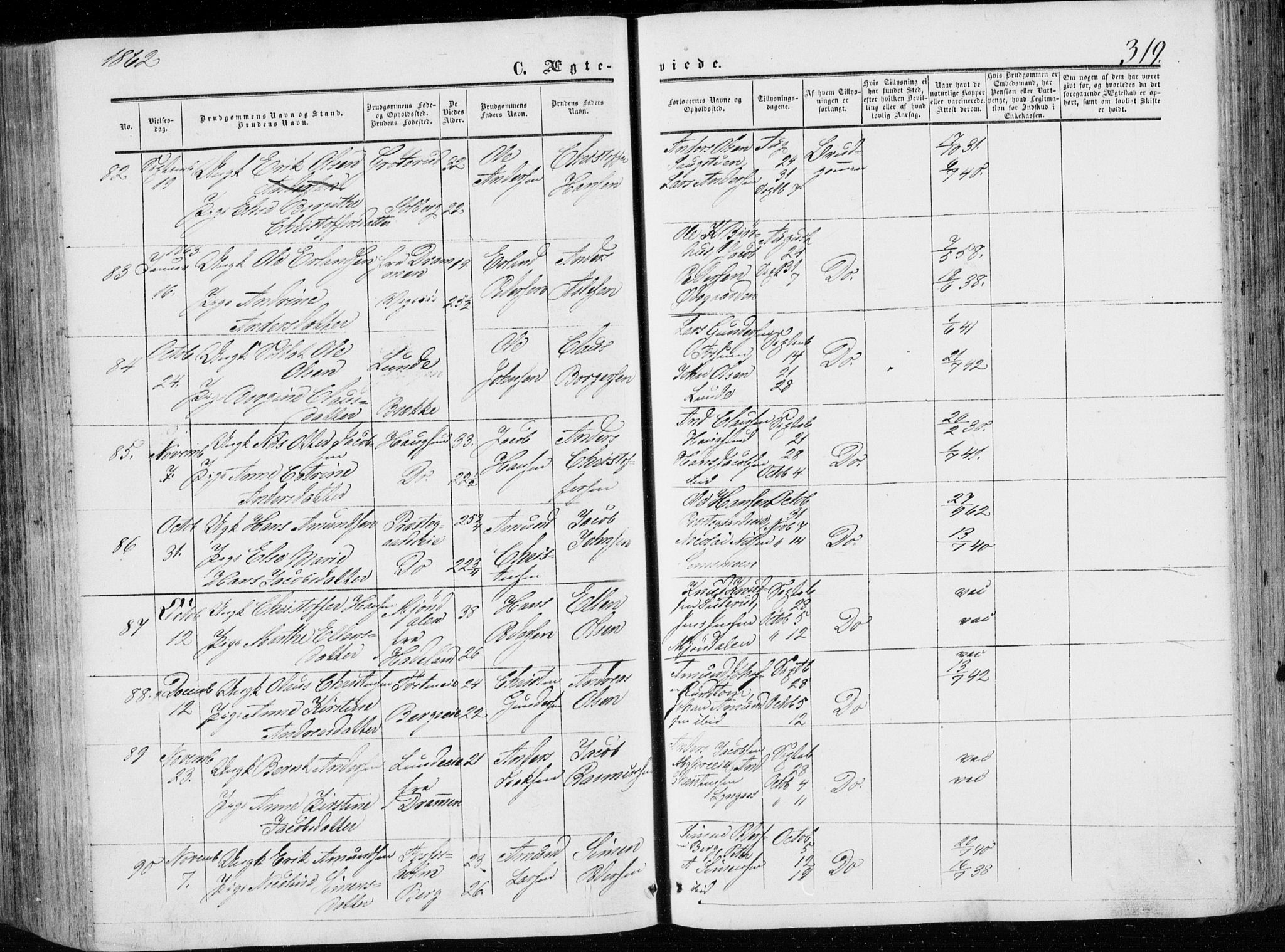 Eiker kirkebøker, AV/SAKO-A-4/G/Ga/L0003: Parish register (copy) no. I 3, 1856-1871, p. 319