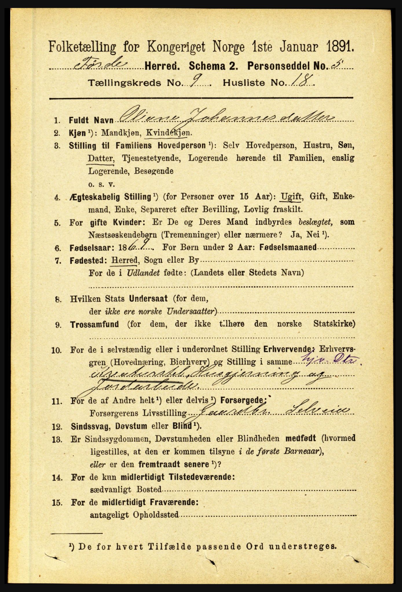 RA, 1891 census for 1432 Førde, 1891, p. 3430
