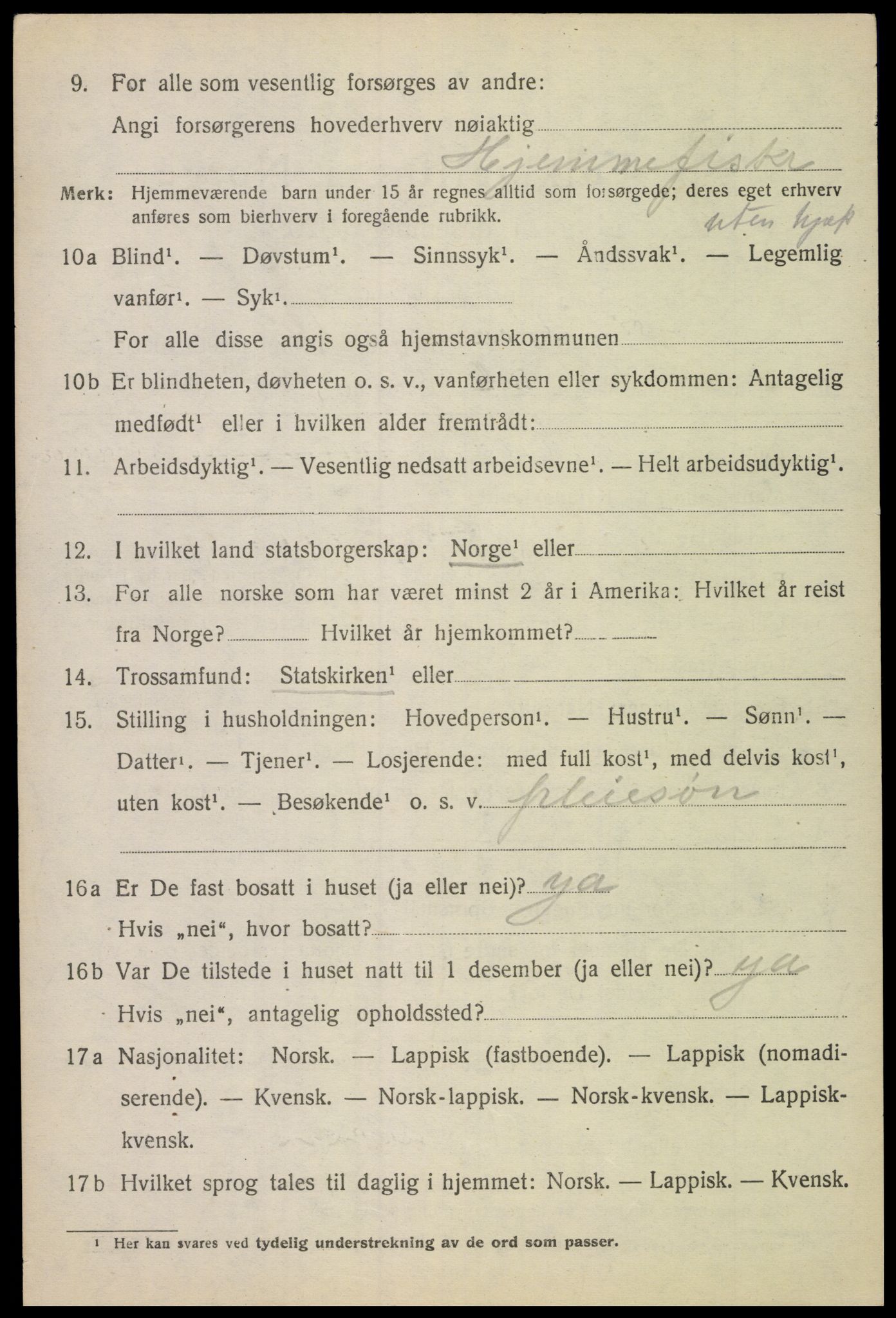 SAT, 1920 census for Hadsel, 1920, p. 5493