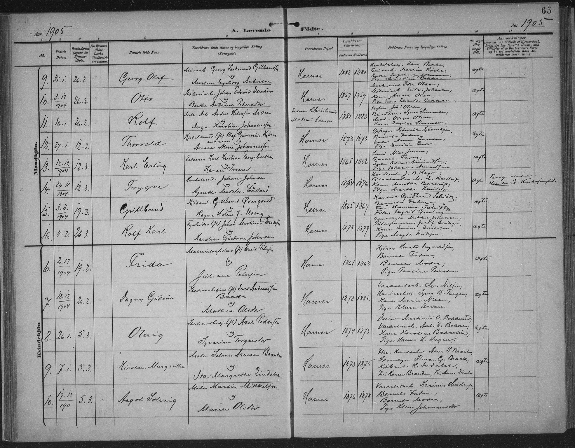 Hamar prestekontor, AV/SAH-DOMPH-002/H/Ha/Haa/L0001: Parish register (official) no. 1, 1900-1914, p. 65