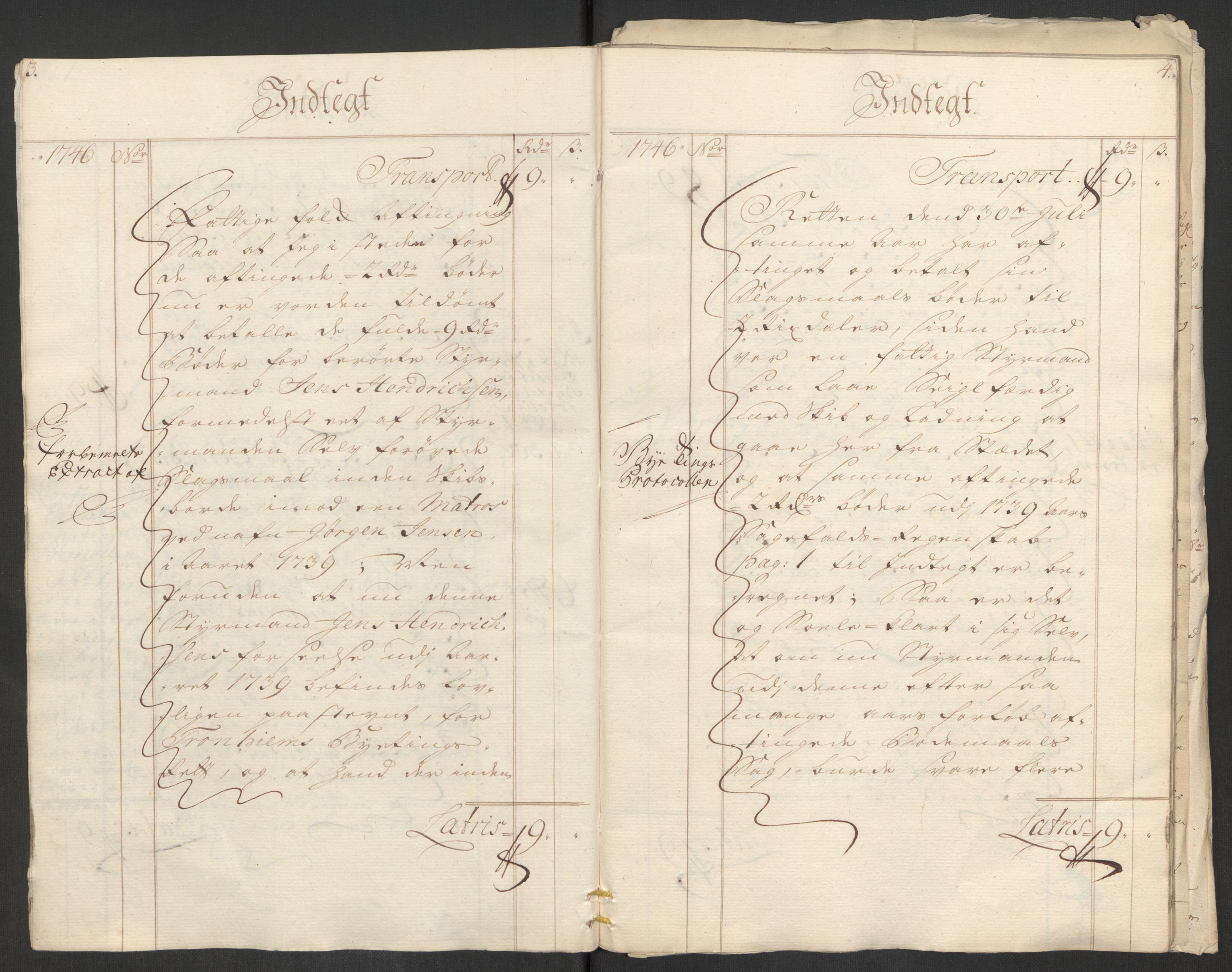 Rentekammeret inntil 1814, Reviderte regnskaper, Byregnskaper, AV/RA-EA-4066/R/Rs/L0541: [S22] Sikt og sakefall, 1743-1746, p. 311