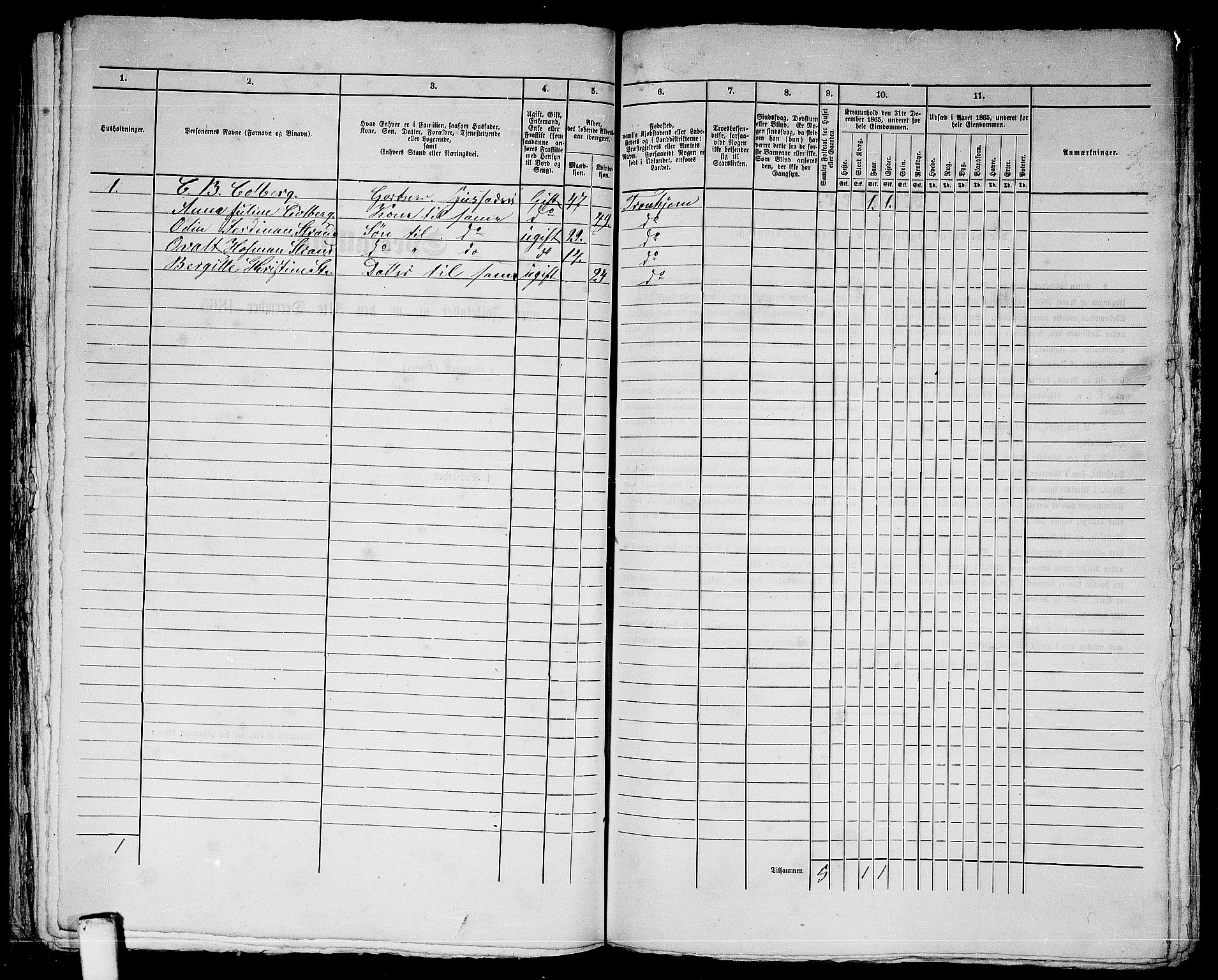 RA, 1865 census for Trondheim, 1865, p. 780