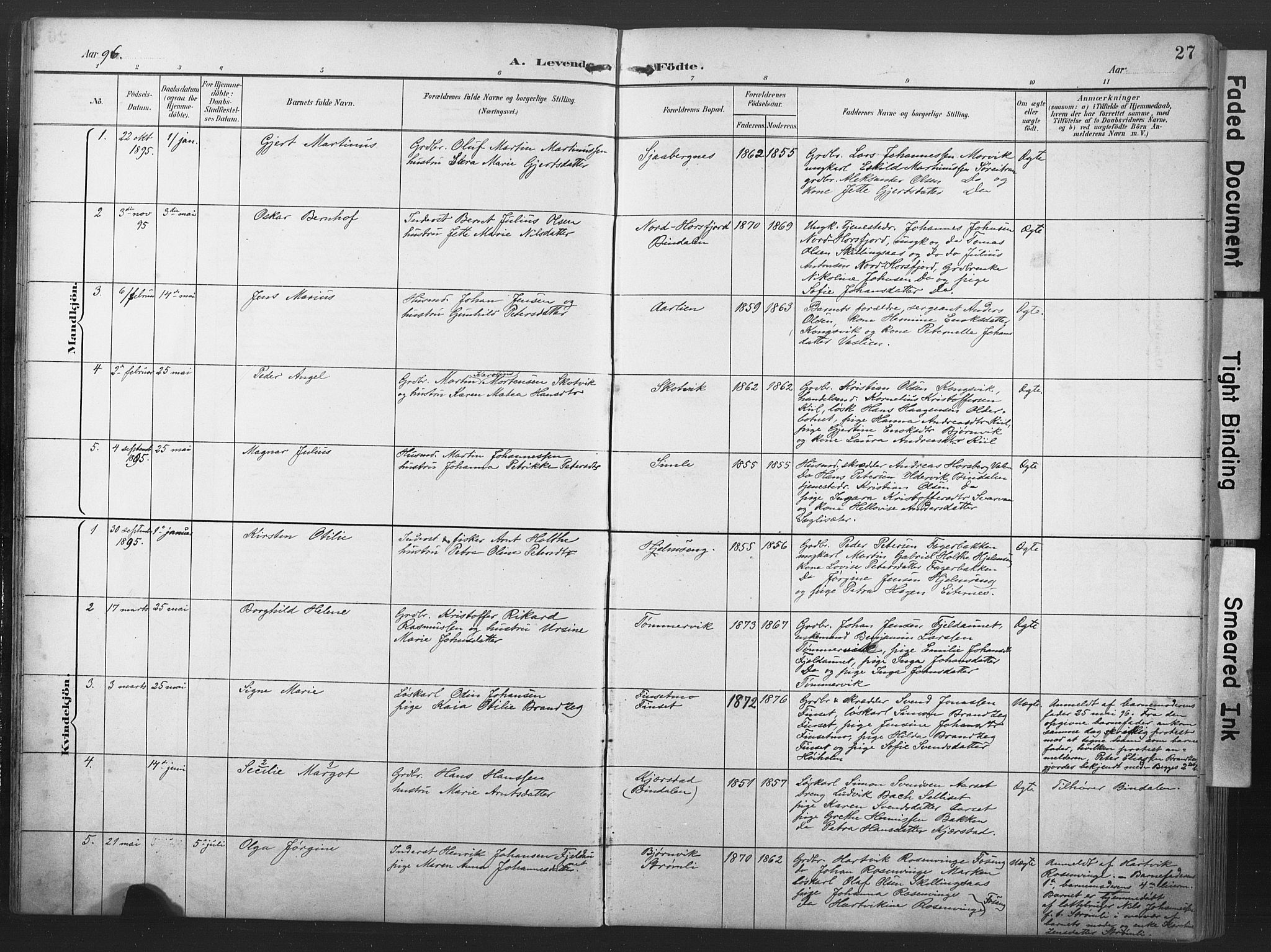 Ministerialprotokoller, klokkerbøker og fødselsregistre - Nord-Trøndelag, SAT/A-1458/789/L0706: Parish register (copy) no. 789C01, 1888-1931, p. 27