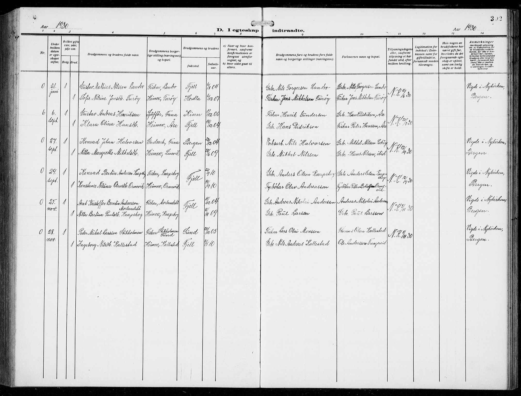 Fjell sokneprestembete, AV/SAB-A-75301/H/Hab: Parish register (copy) no. A  6, 1918-1936, p. 302