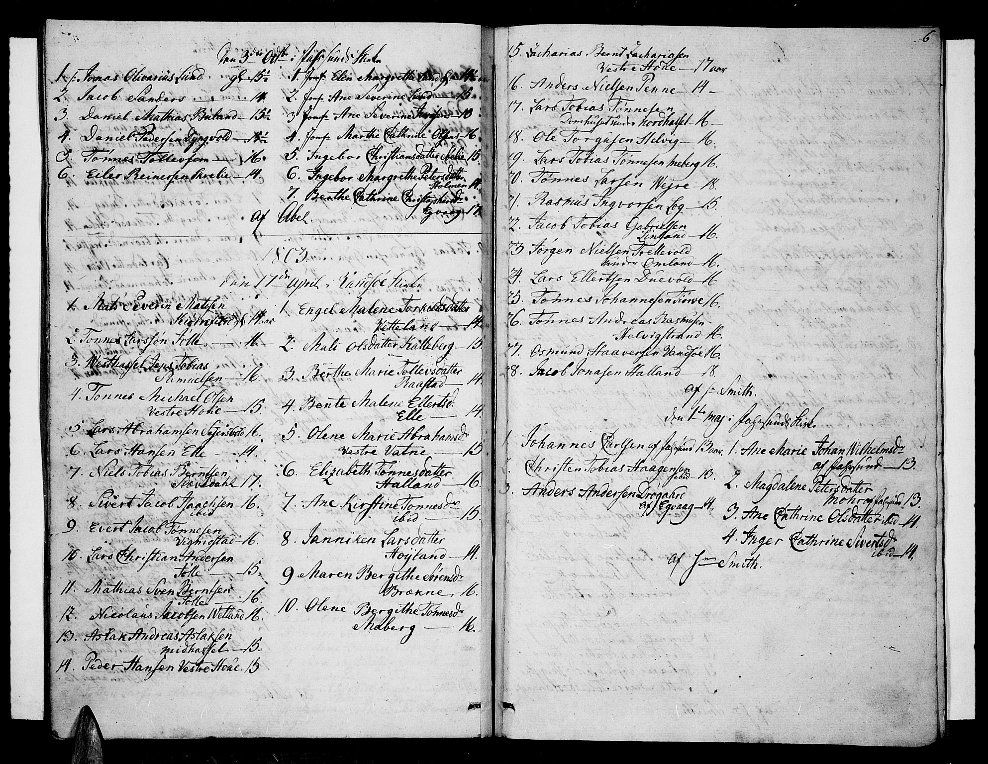 Lista sokneprestkontor, AV/SAK-1111-0027/F/Fa/L0006: Parish register (official) no. A 6, 1800-1815, p. 6