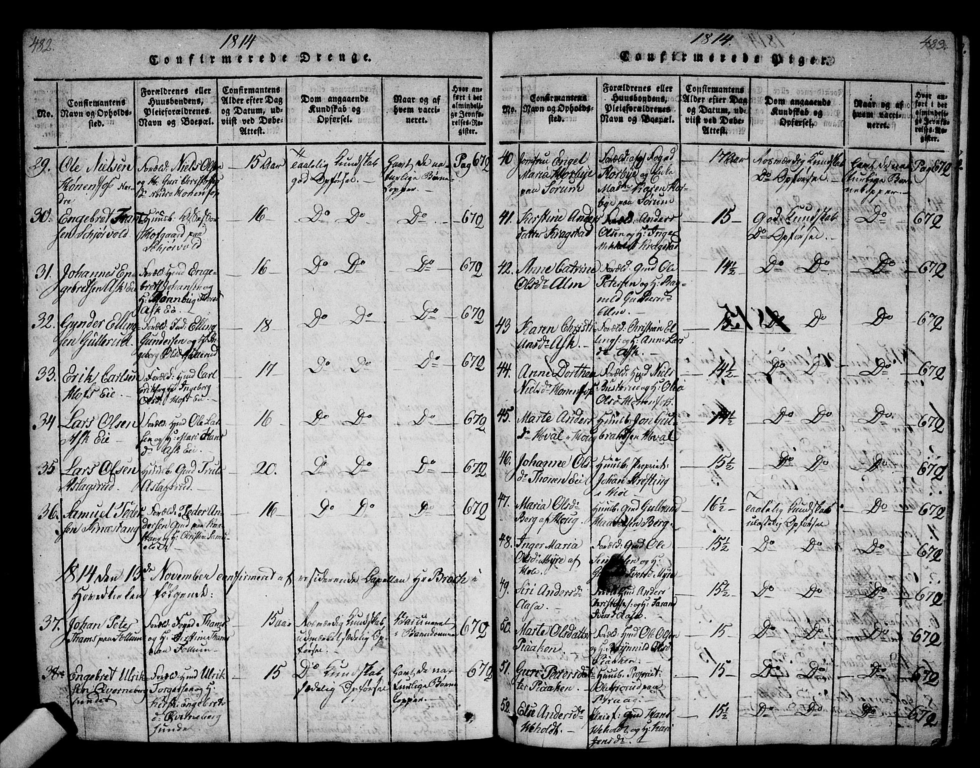 Norderhov kirkebøker, SAKO/A-237/F/Fa/L0008: Parish register (official) no. 8, 1814-1833, p. 482-483