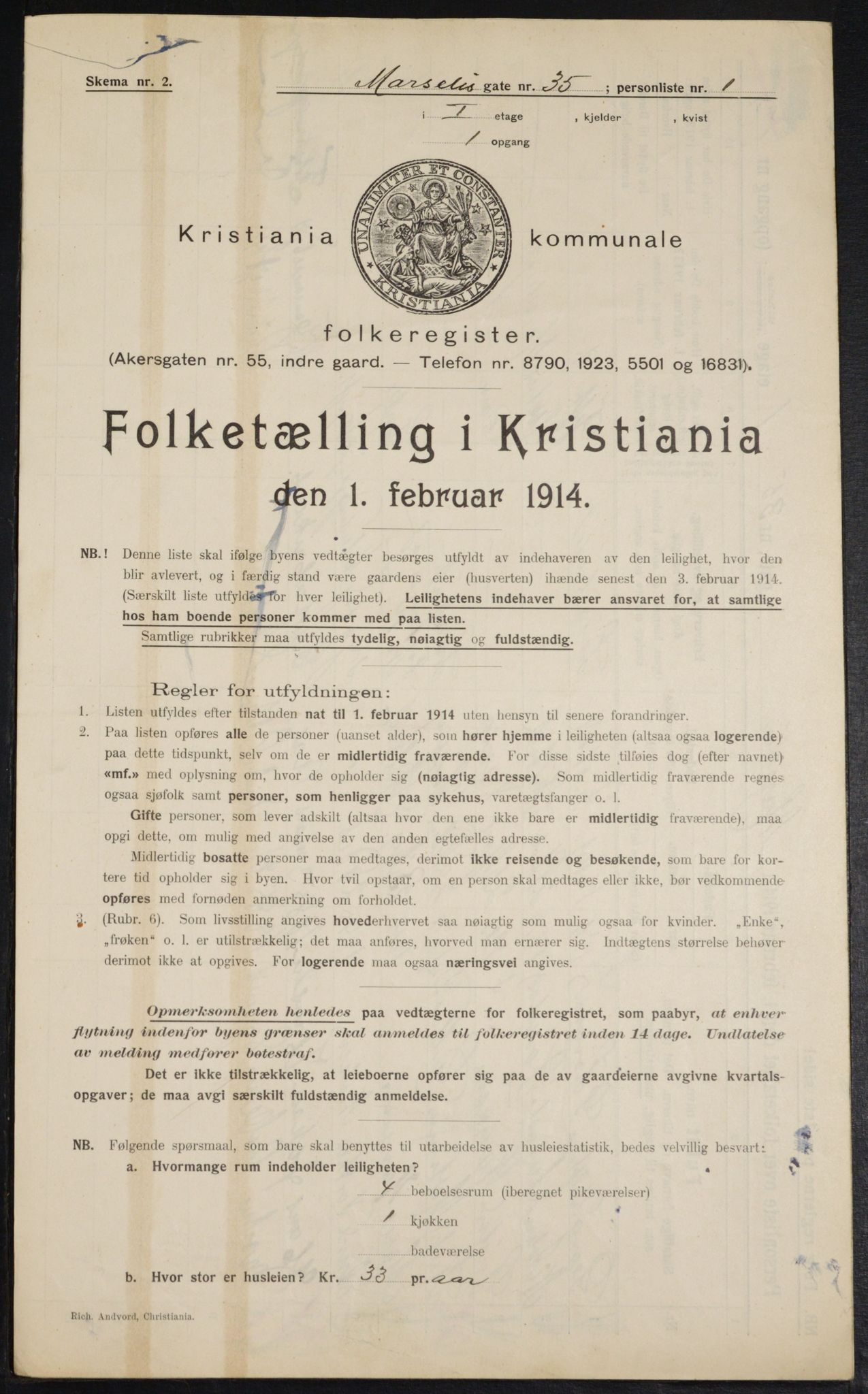 OBA, Municipal Census 1914 for Kristiania, 1914, p. 64627