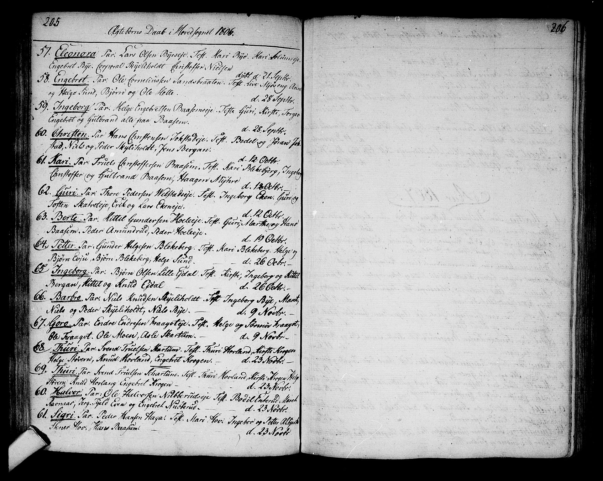 Sigdal kirkebøker, SAKO/A-245/F/Fa/L0003: Parish register (official) no. I 3, 1793-1811, p. 205-206