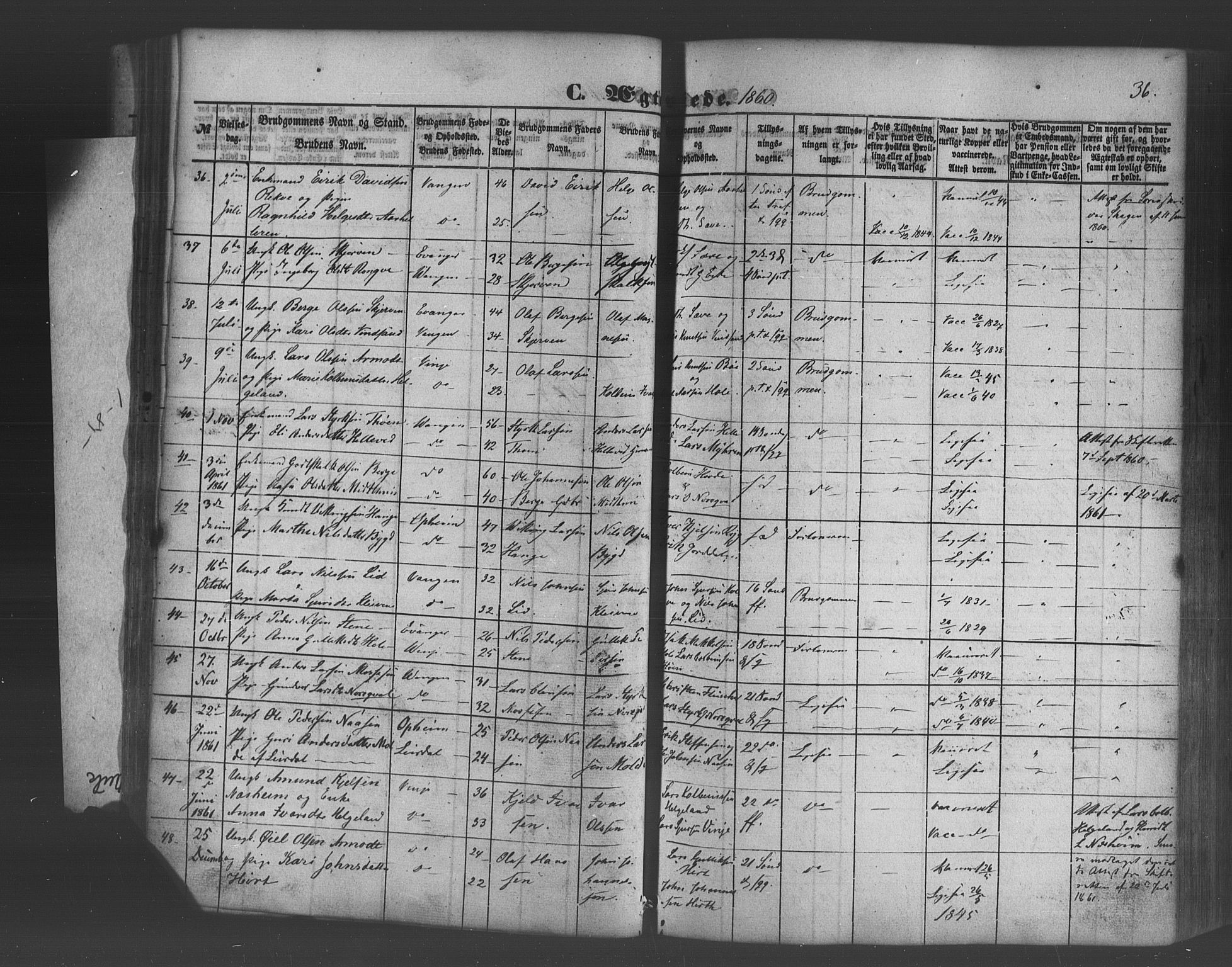 Voss sokneprestembete, AV/SAB-A-79001/H/Haa: Parish register (official) no. A 19, 1851-1886, p. 36