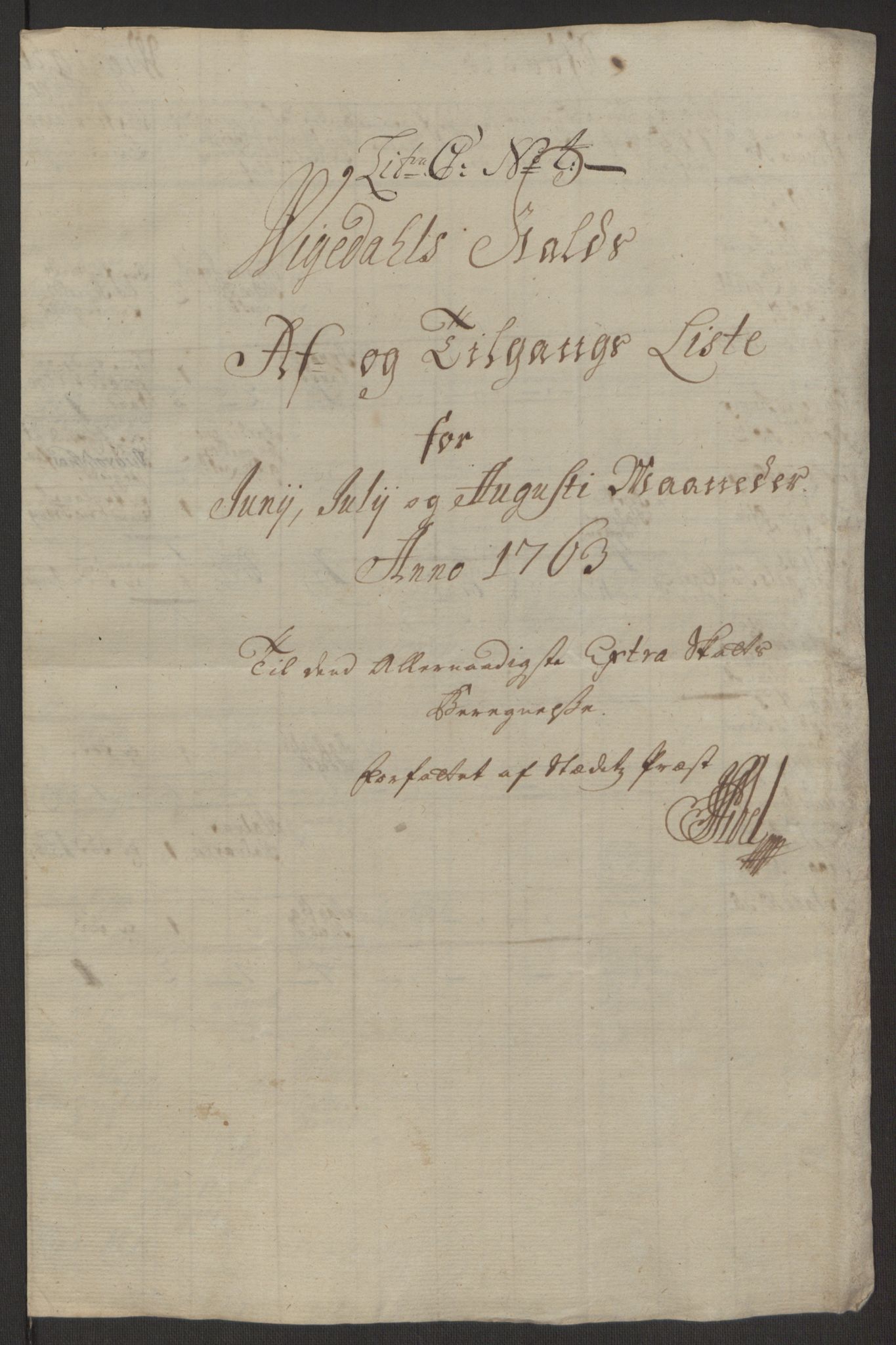 Rentekammeret inntil 1814, Reviderte regnskaper, Hovedkasseregnskaper, AV/RA-EA-4065/Rf/L0072b: Ekstraskatteregnskap, 1762, p. 203