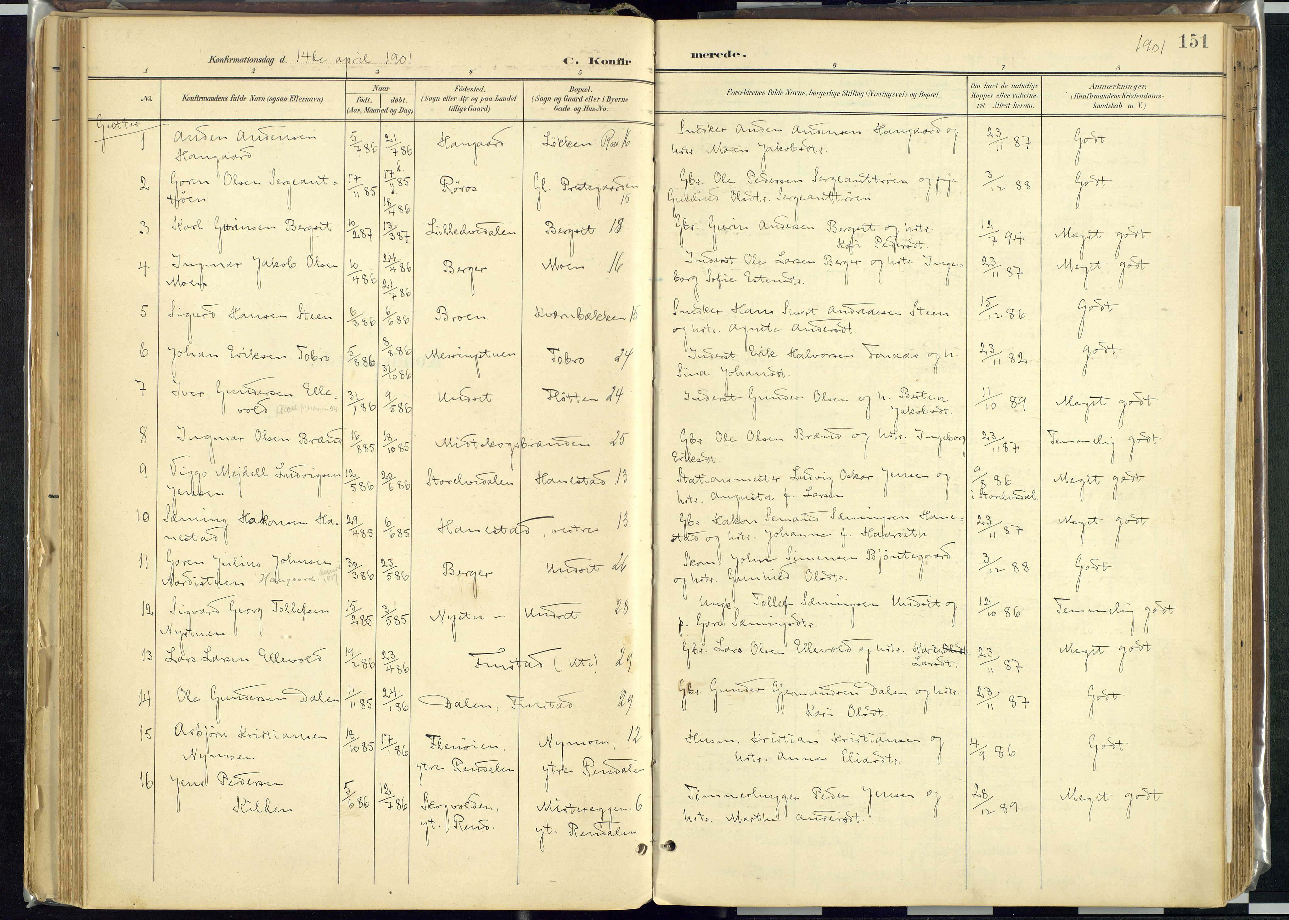 Rendalen prestekontor, SAH/PREST-054/H/Ha/Haa/L0012: Parish register (official) no. 12, 1901-1928, p. 151