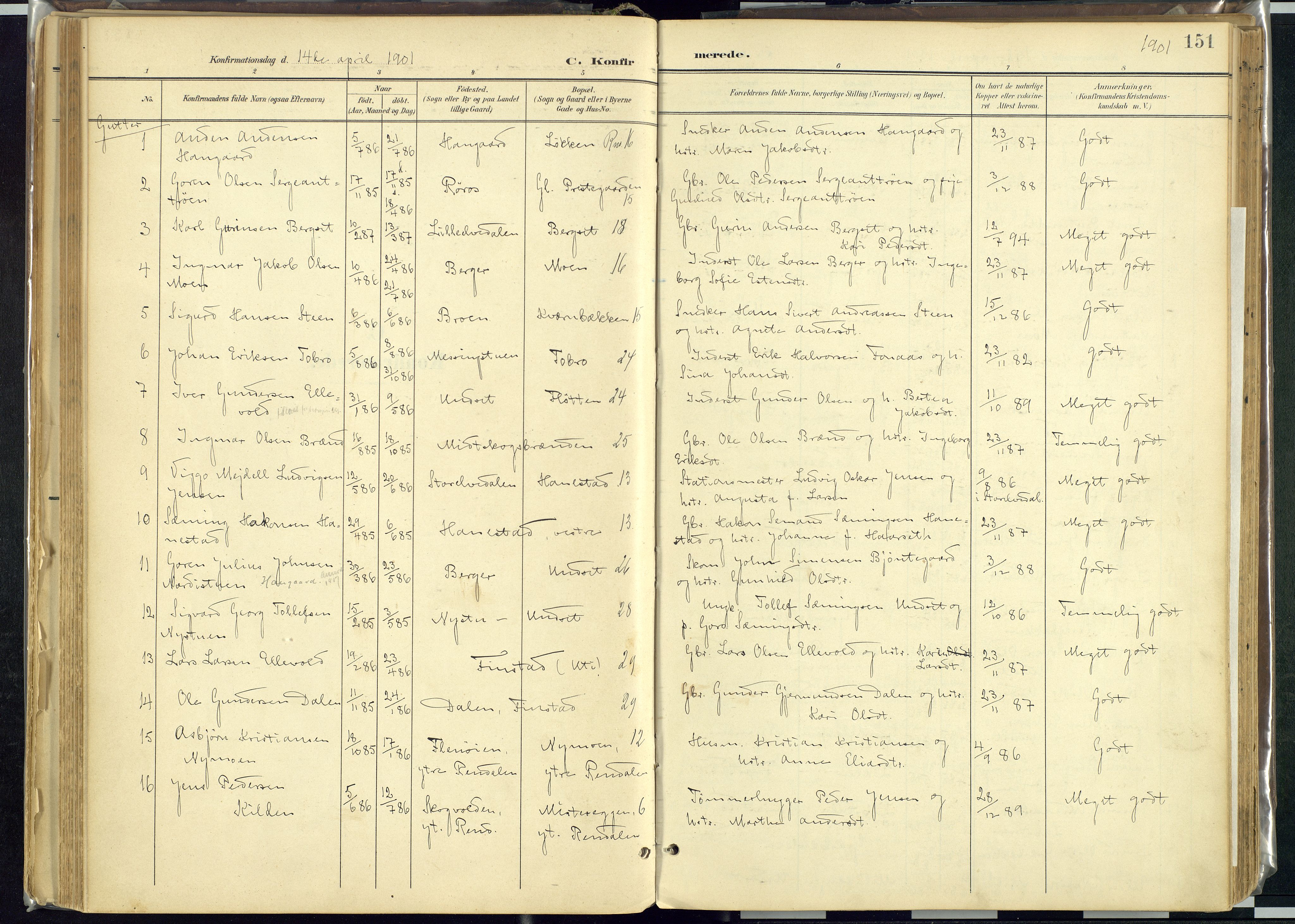 Rendalen prestekontor, AV/SAH-PREST-054/H/Ha/Haa/L0012: Parish register (official) no. 12, 1901-1928, p. 151