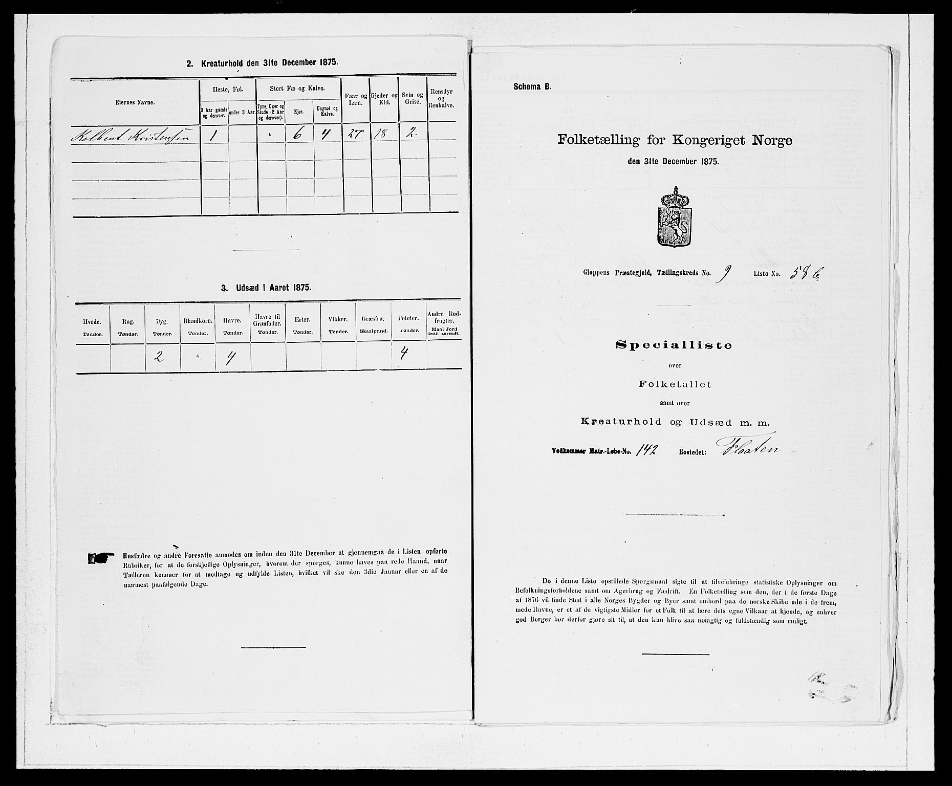 SAB, 1875 Census for 1445P Gloppen, 1875, p. 1067