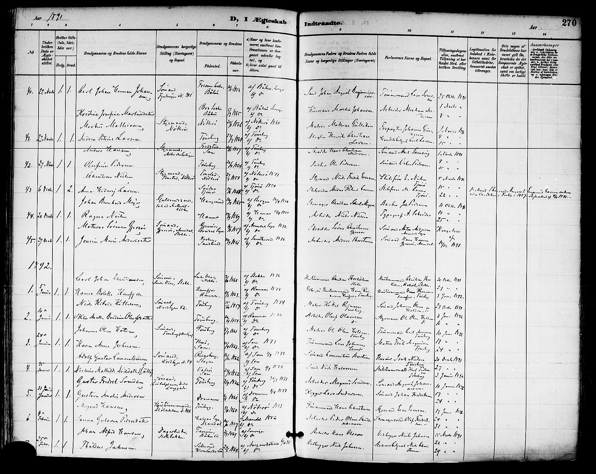 Tønsberg kirkebøker, SAKO/A-330/F/Fa/L0012: Parish register (official) no. I 12, 1891-1899, p. 270