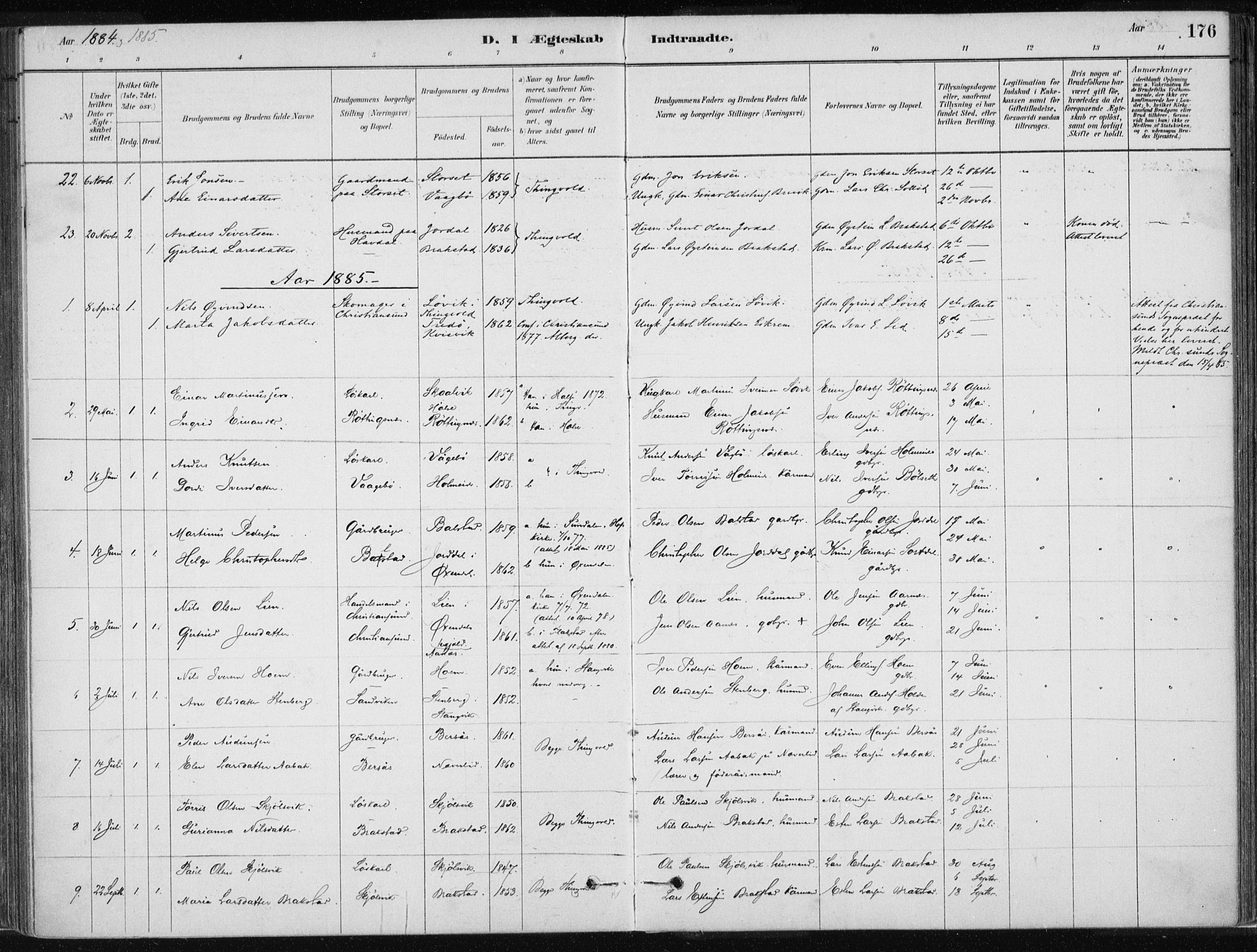 Ministerialprotokoller, klokkerbøker og fødselsregistre - Møre og Romsdal, SAT/A-1454/586/L0987: Parish register (official) no. 586A13, 1879-1892, p. 176