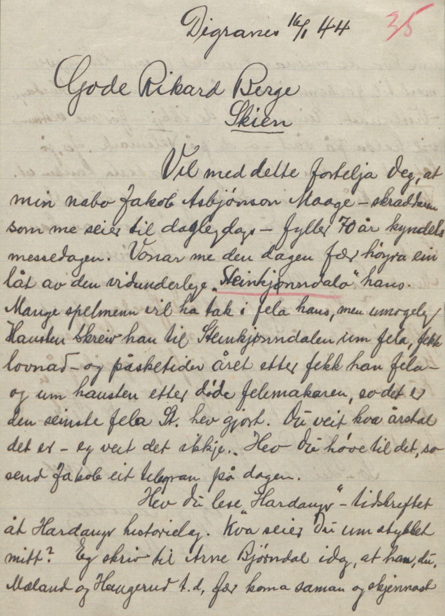 Rikard Berge, TEMU/TGM-A-1003/F/L0018/0056: 600-656 / 655 Brev, kataloger og andre papir til Rikard Berge. Konvolutten merka: Postpapir8, 1910-1950, p. 35