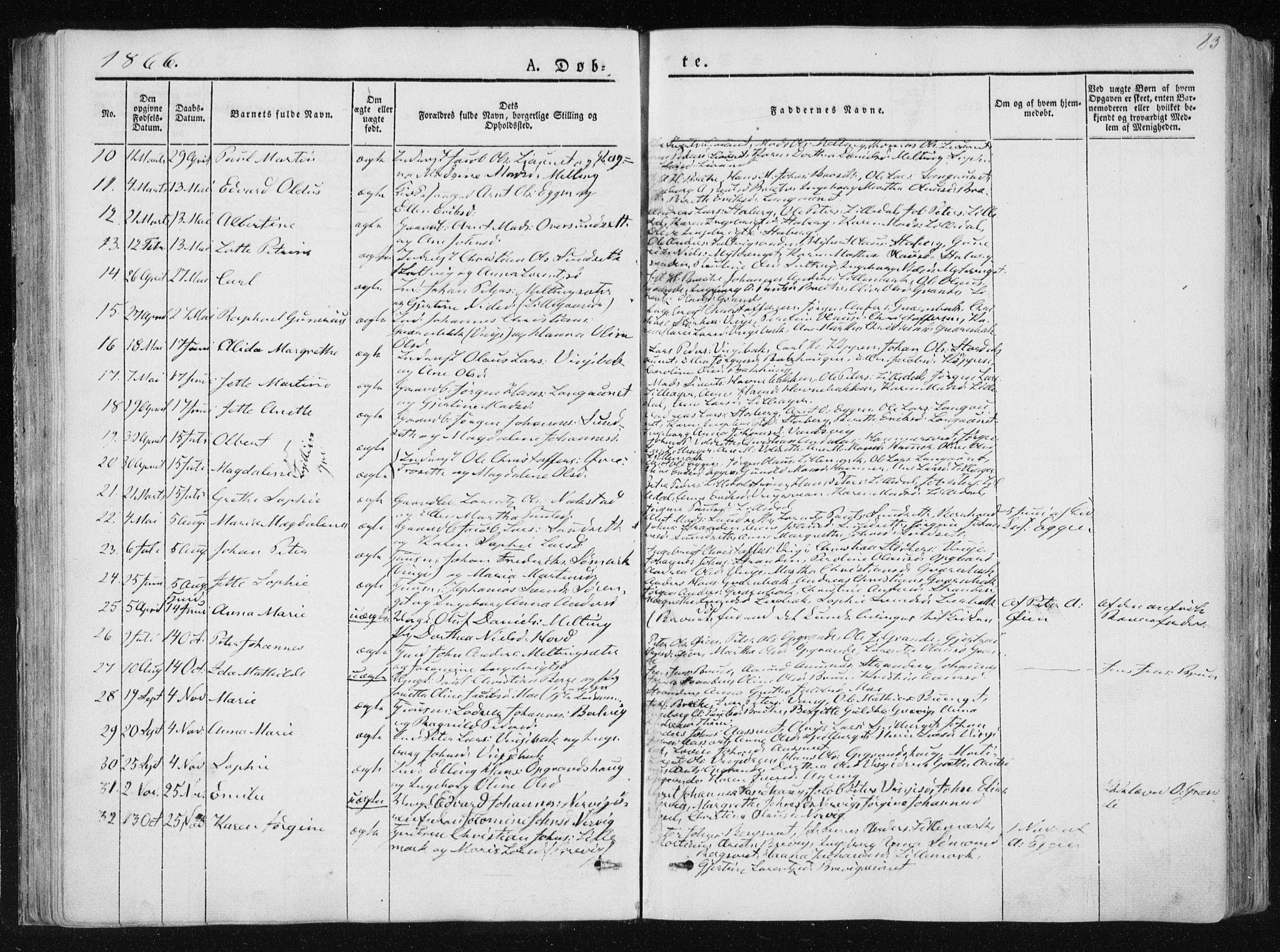 Ministerialprotokoller, klokkerbøker og fødselsregistre - Nord-Trøndelag, SAT/A-1458/733/L0323: Parish register (official) no. 733A02, 1843-1870, p. 83