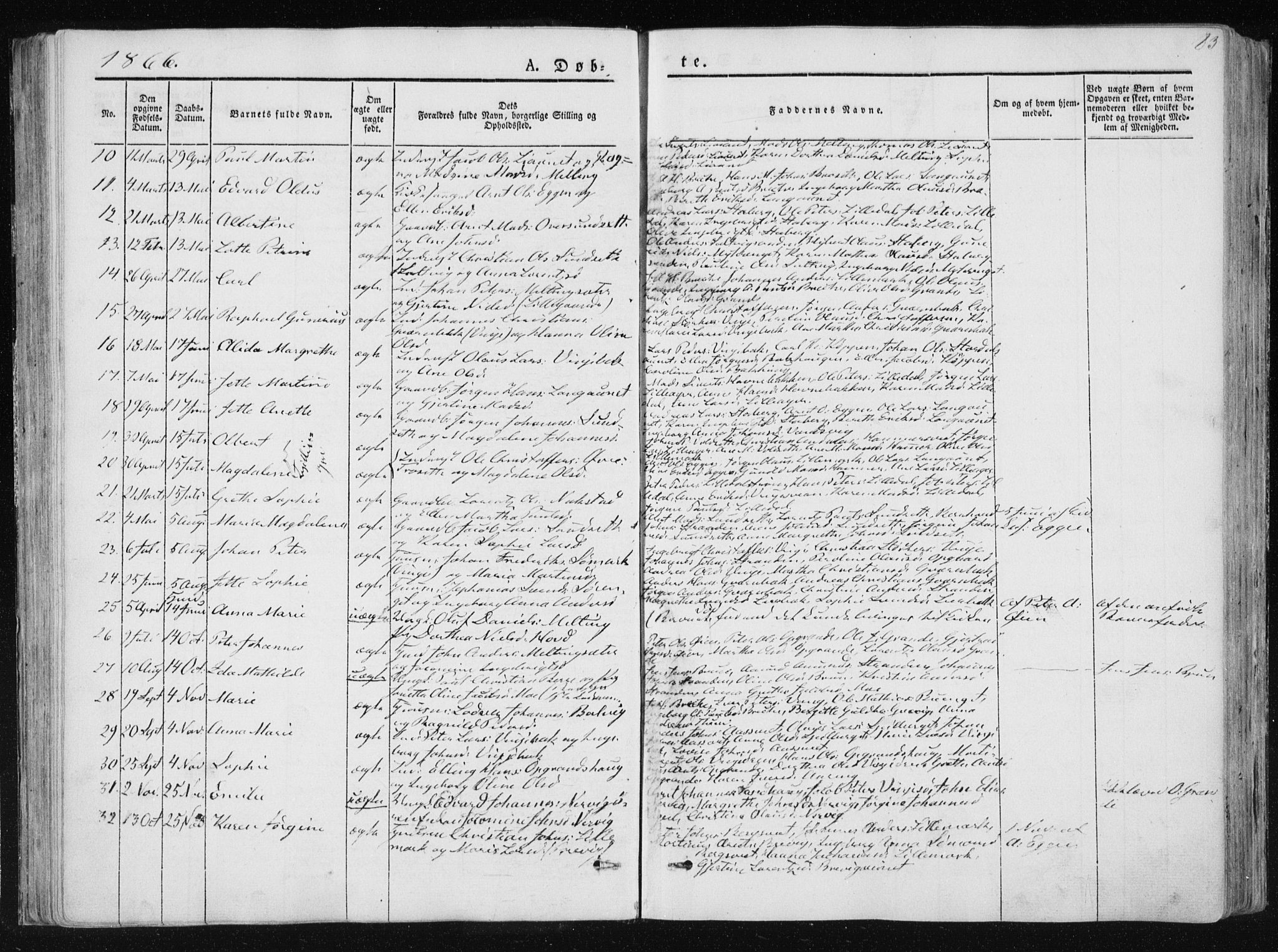 Ministerialprotokoller, klokkerbøker og fødselsregistre - Nord-Trøndelag, AV/SAT-A-1458/733/L0323: Parish register (official) no. 733A02, 1843-1870, p. 83