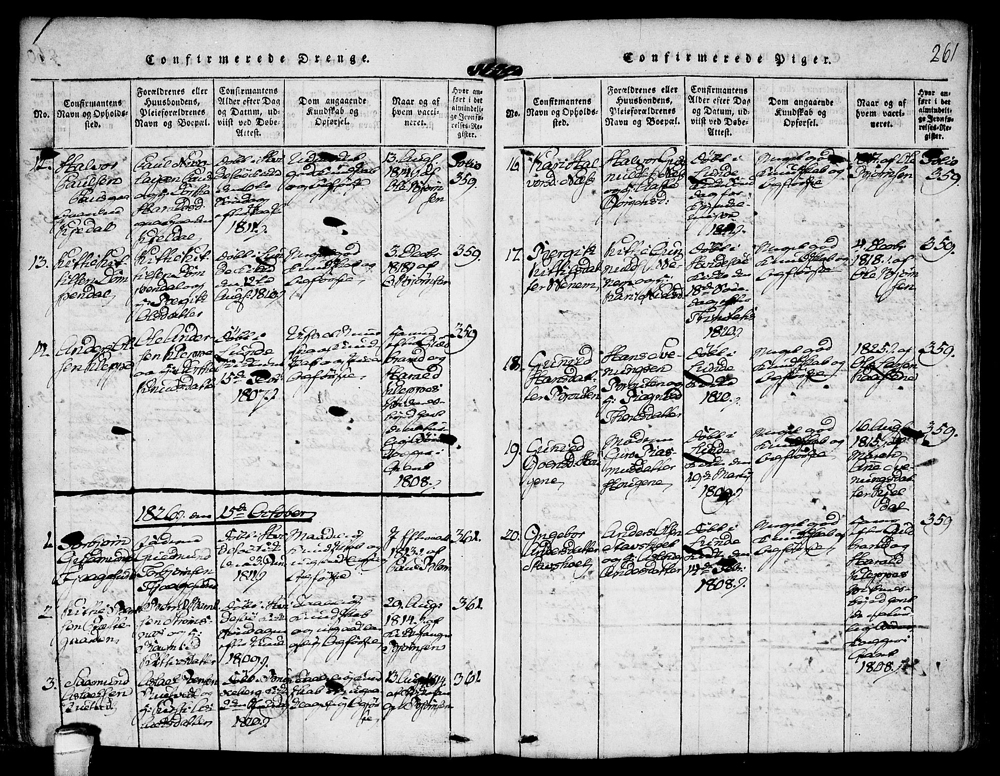 Kviteseid kirkebøker, SAKO/A-276/F/Fa/L0005: Parish register (official) no. I 5, 1815-1836, p. 261