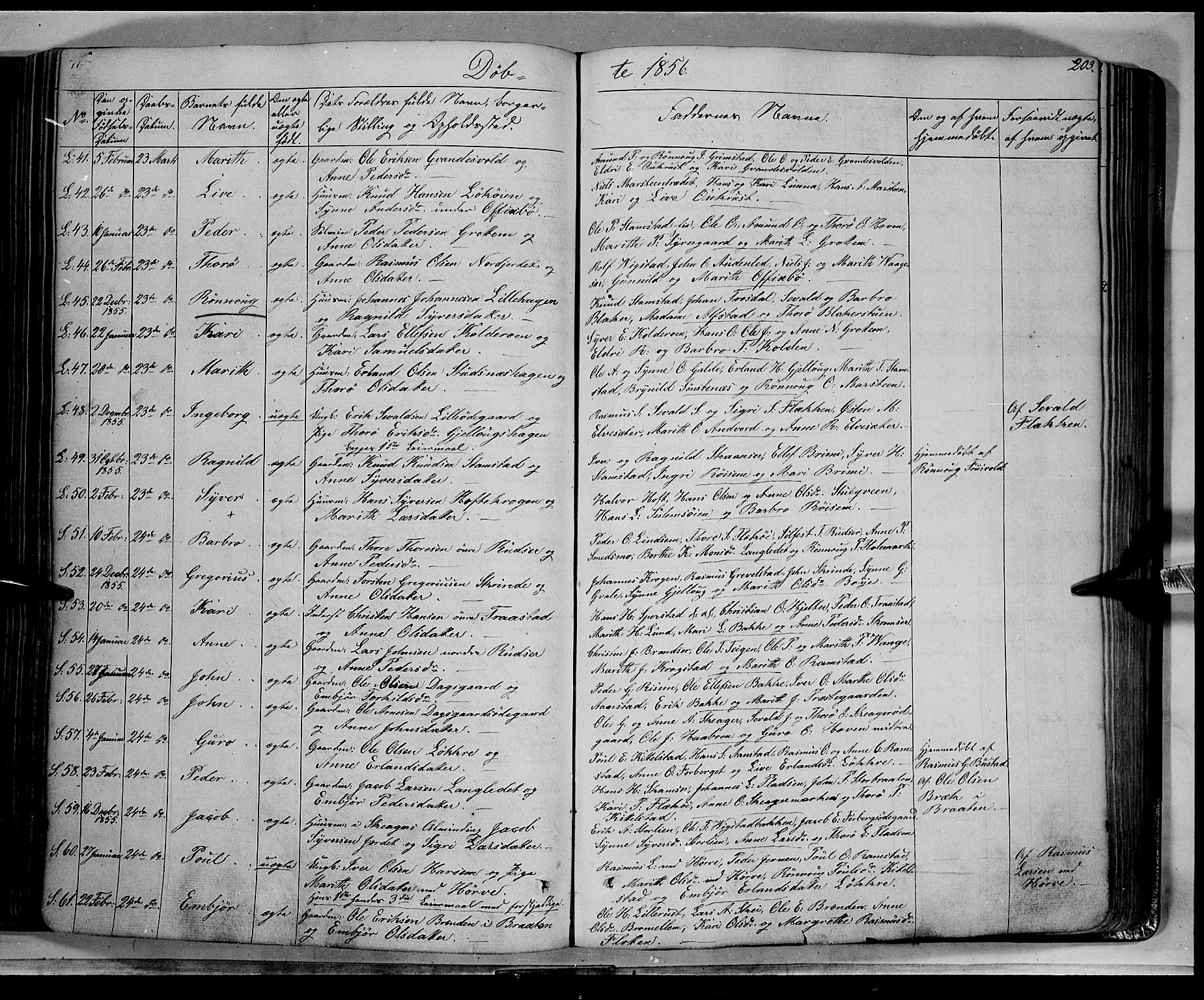 Lom prestekontor, SAH/PREST-070/K/L0006: Parish register (official) no. 6A, 1837-1863, p. 203