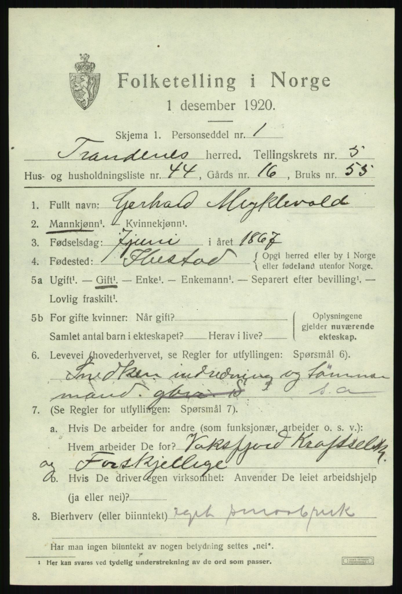 SATØ, 1920 census for Trondenes, 1920, p. 5797