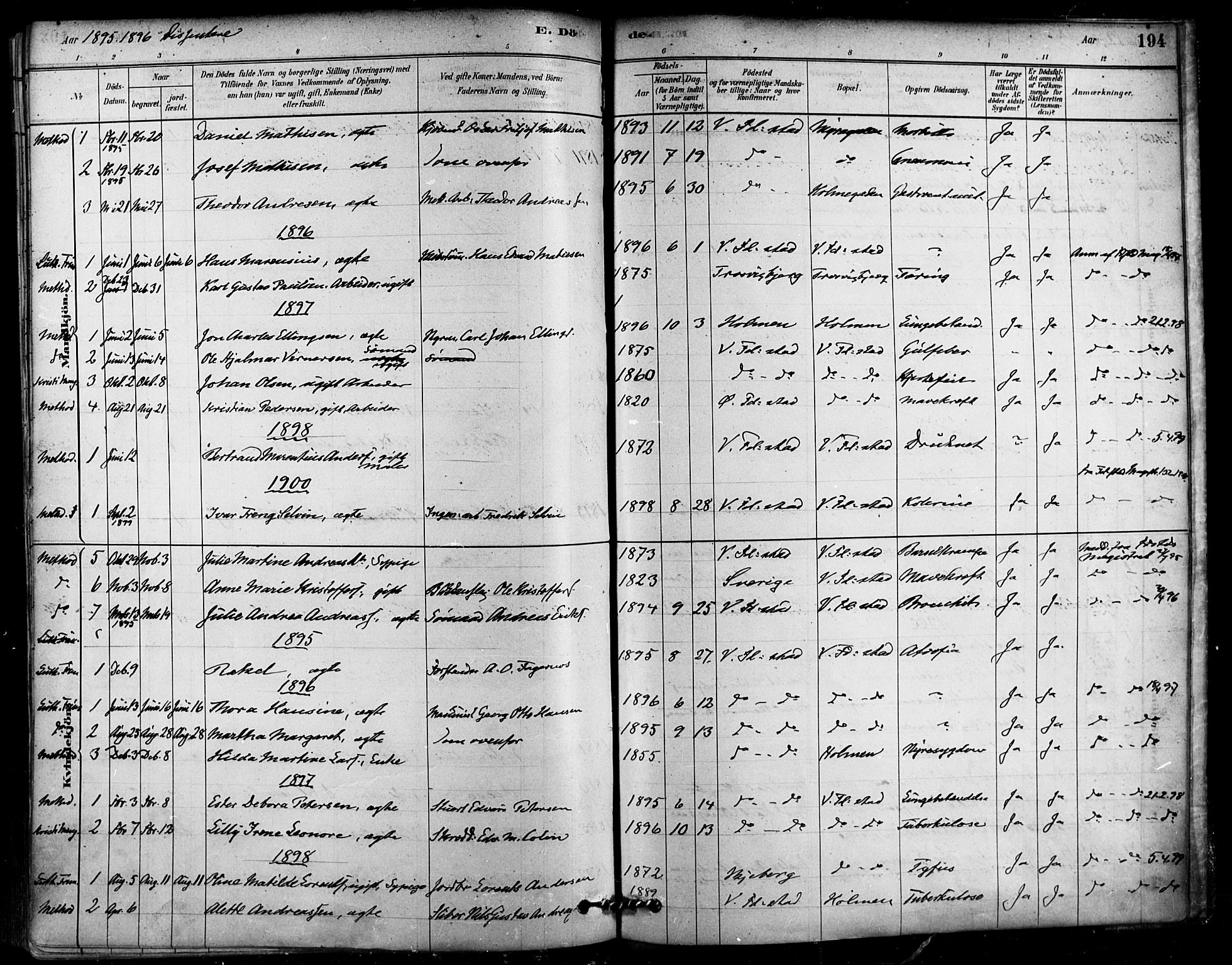 Fredrikstad domkirkes prestekontor Kirkebøker, SAO/A-10906/F/Fa/L0003: Parish register (official) no. 3, 1878-1904, p. 194