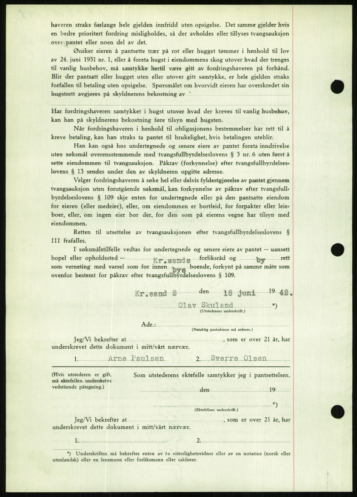 Torridal sorenskriveri, SAK/1221-0012/G/Gb/Gbb/L0009: Mortgage book no. 53b, 1942-1943, Diary no: : 794/1942