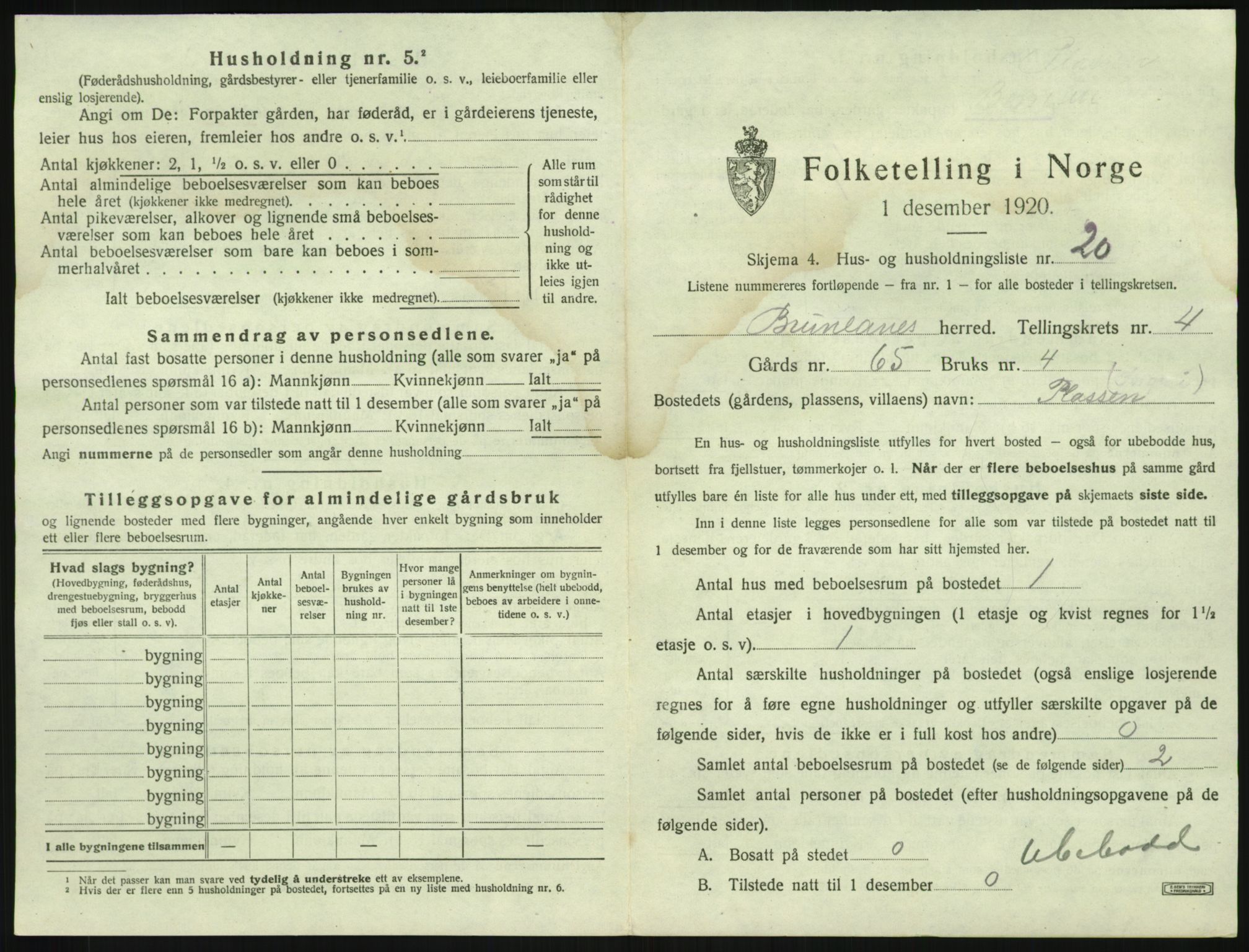 SAKO, 1920 census for Brunlanes, 1920, p. 759