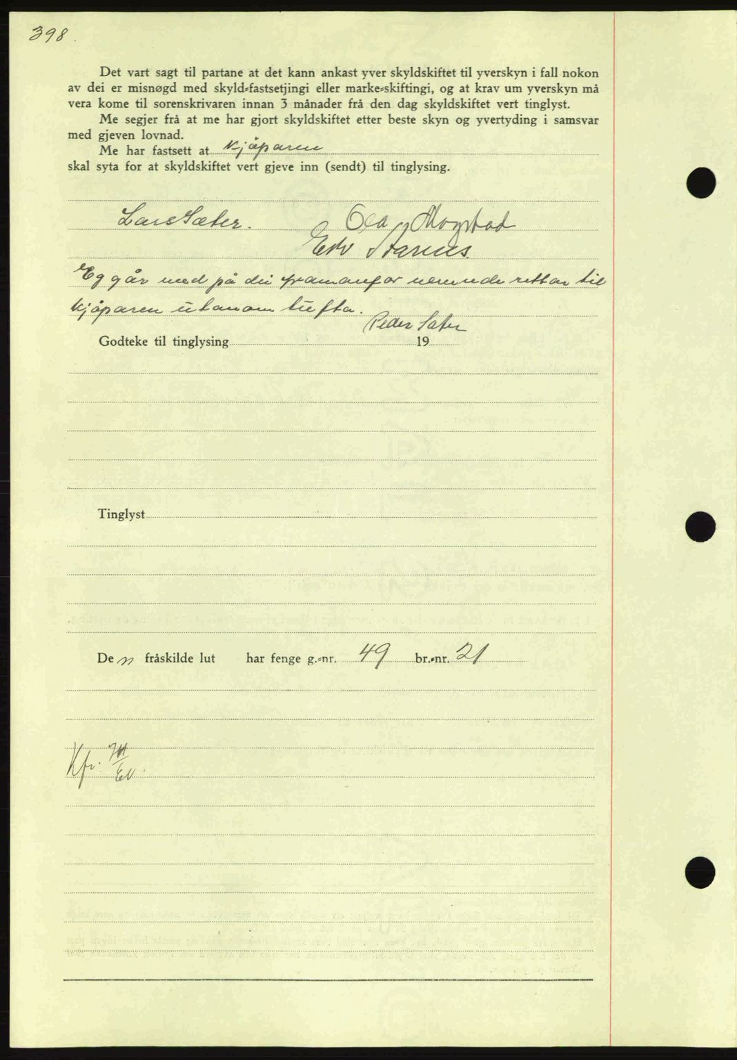 Nordmøre sorenskriveri, AV/SAT-A-4132/1/2/2Ca: Mortgage book no. A87, 1939-1940, Diary no: : 2950/1939