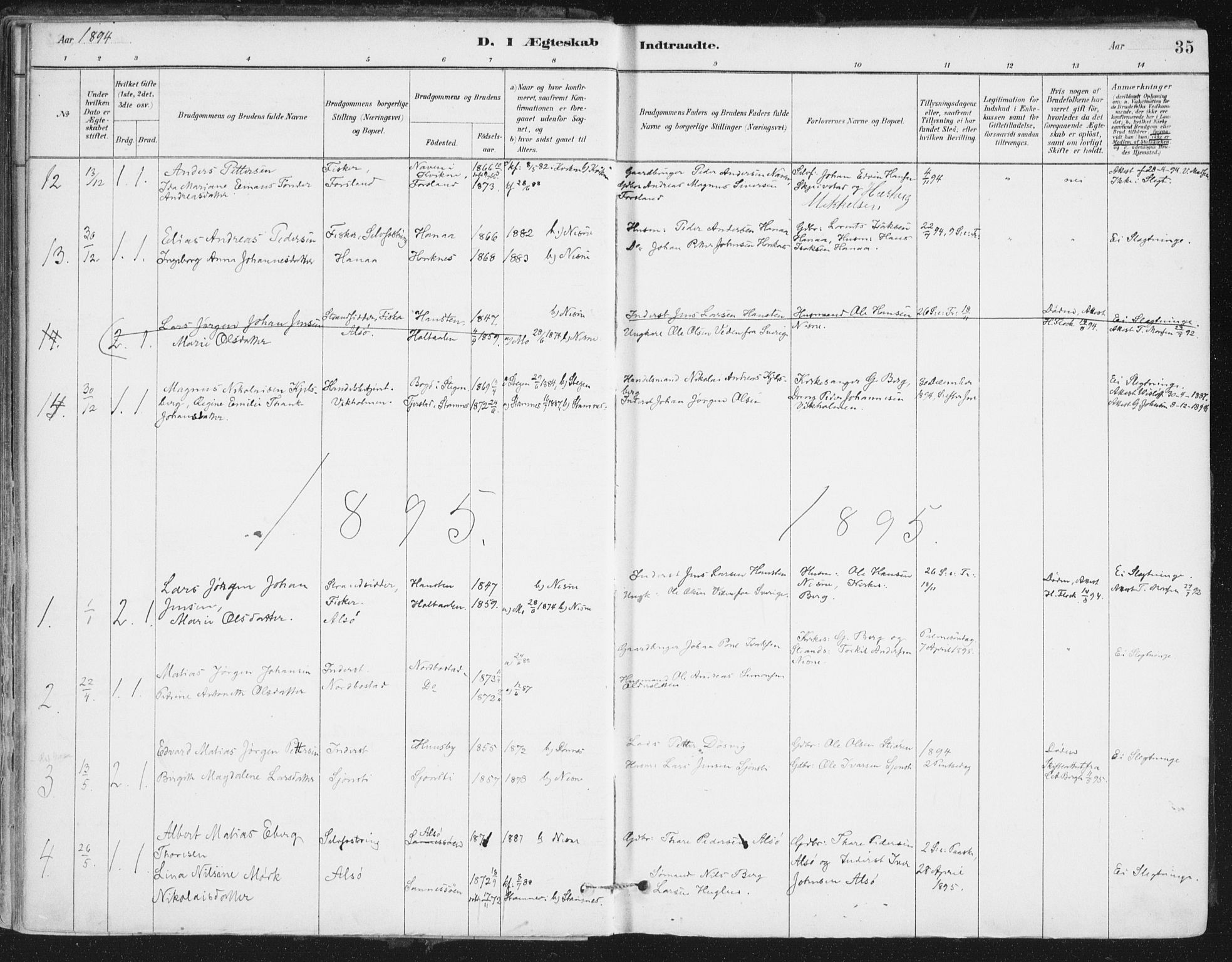 Ministerialprotokoller, klokkerbøker og fødselsregistre - Nordland, AV/SAT-A-1459/838/L0553: Parish register (official) no. 838A11, 1880-1910, p. 35