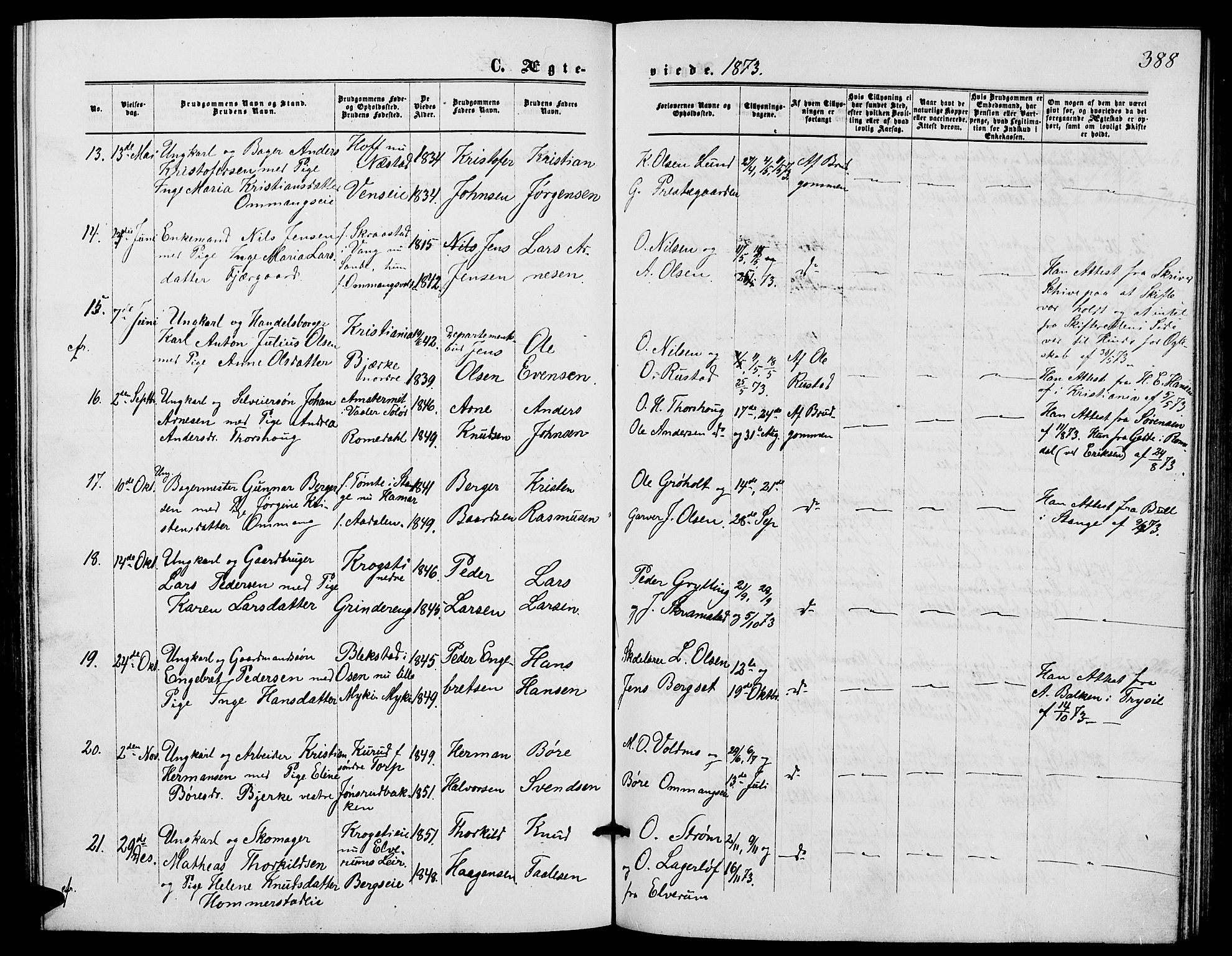 Løten prestekontor, SAH/PREST-022/L/La/L0004: Parish register (copy) no. 4, 1863-1877, p. 388