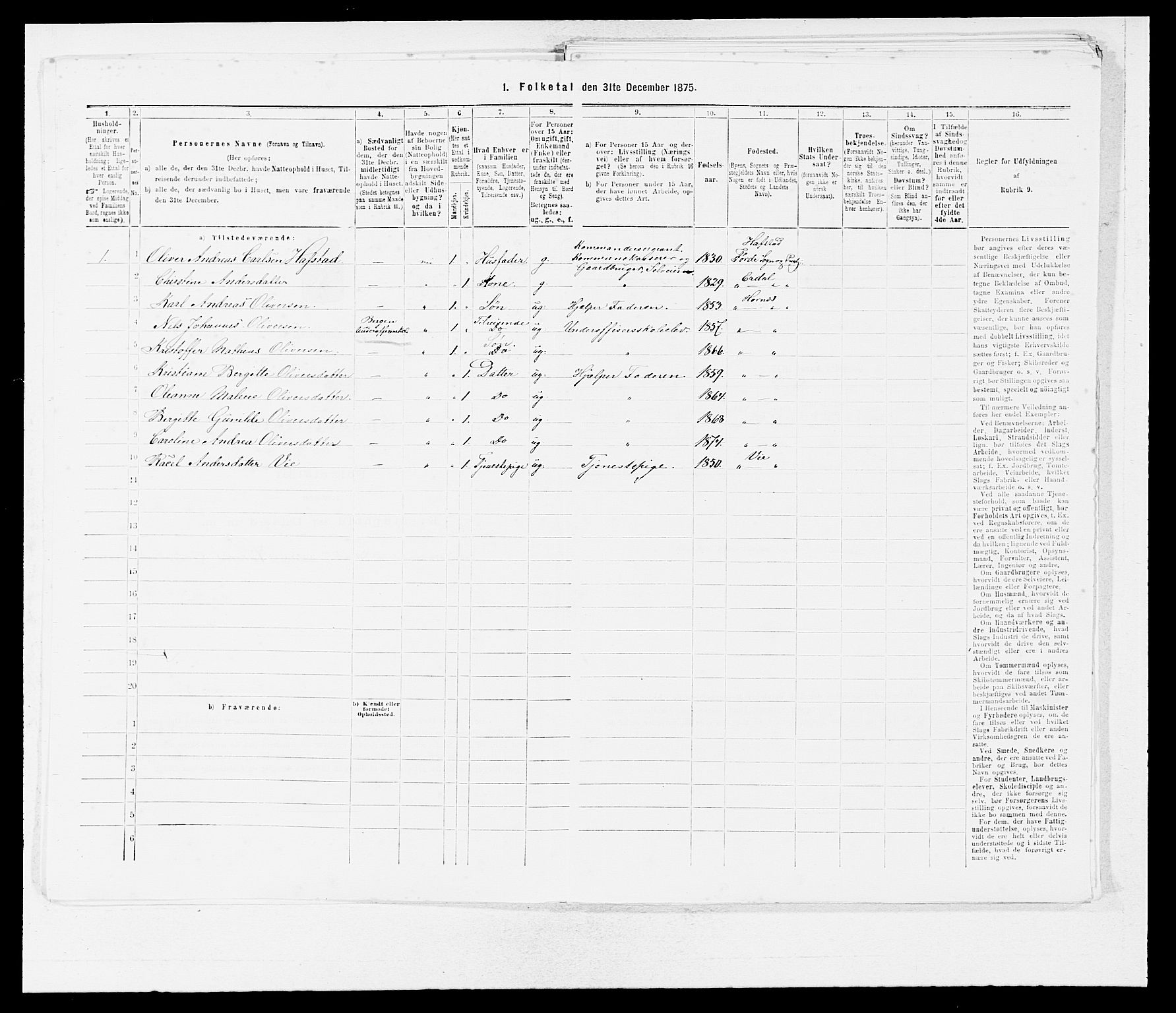 SAB, 1875 census for 1432P Førde, 1875, p. 613