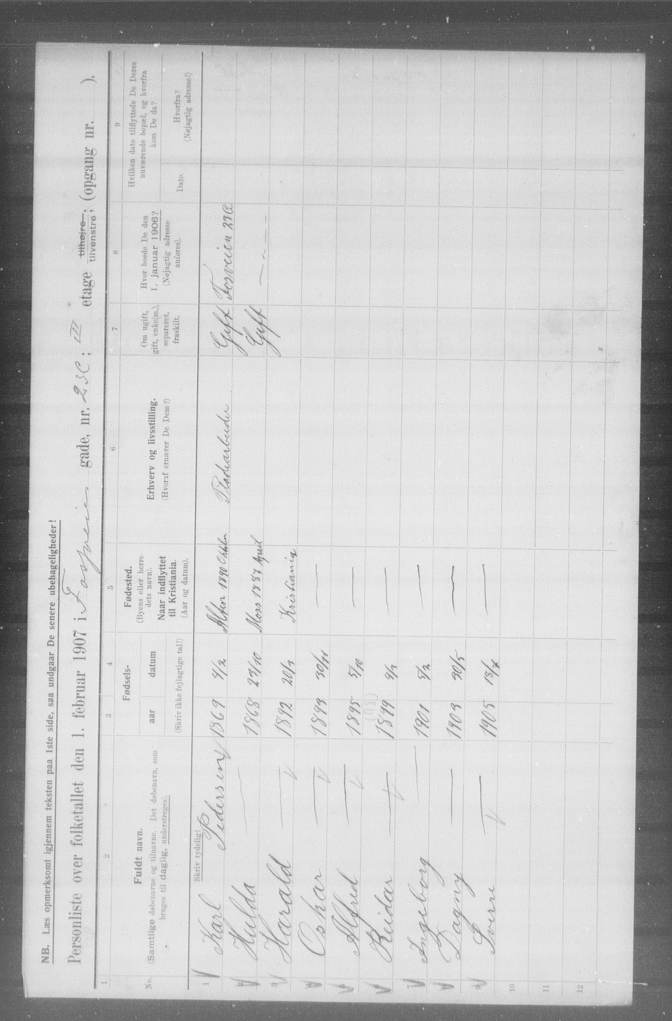 OBA, Municipal Census 1907 for Kristiania, 1907, p. 12877