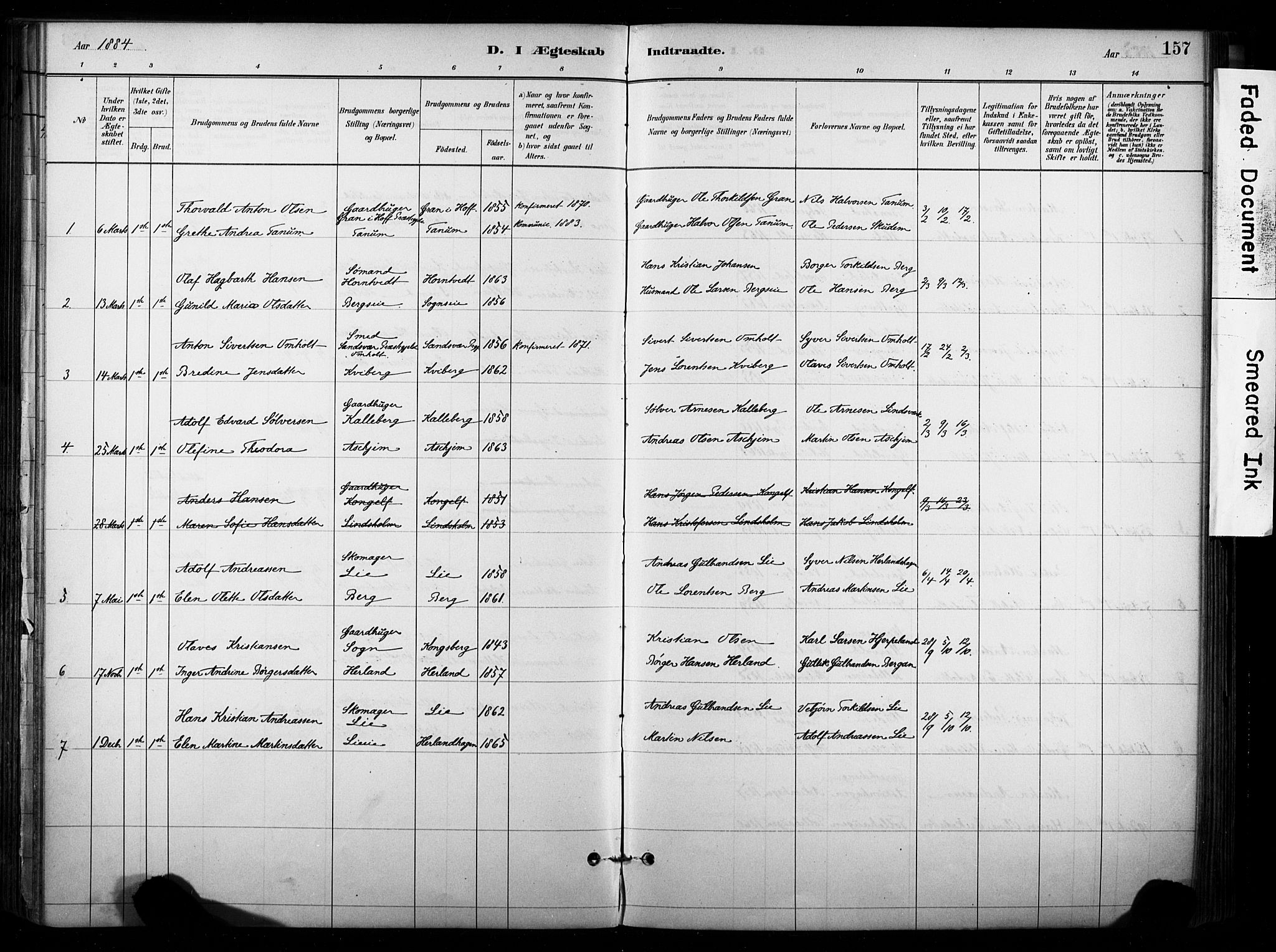 Lardal kirkebøker, SAKO/A-350/F/Fb/L0001: Parish register (official) no. II 1, 1881-1911, p. 157