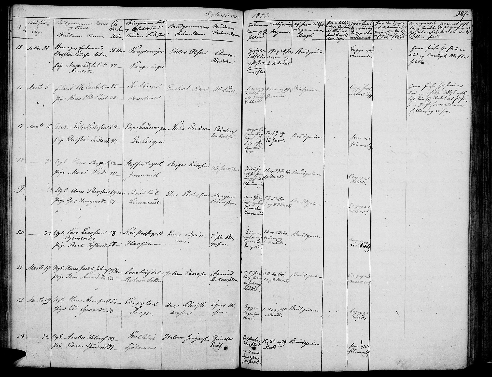 Vinger prestekontor, AV/SAH-PREST-024/H/Ha/Haa/L0008: Parish register (official) no. 8, 1839-1847, p. 307