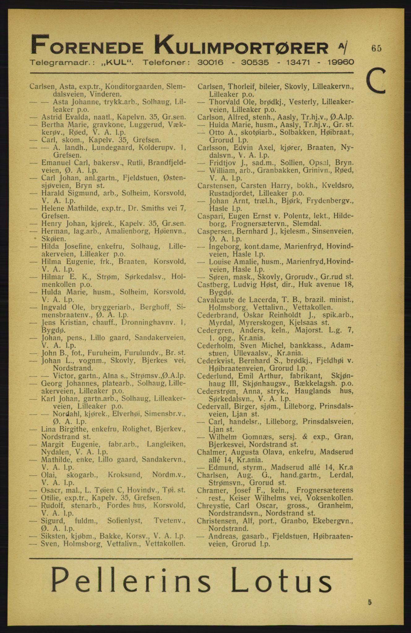 Aker adressebok/adressekalender, PUBL/001/A/002: Akers adressekalender, 1922, p. 65