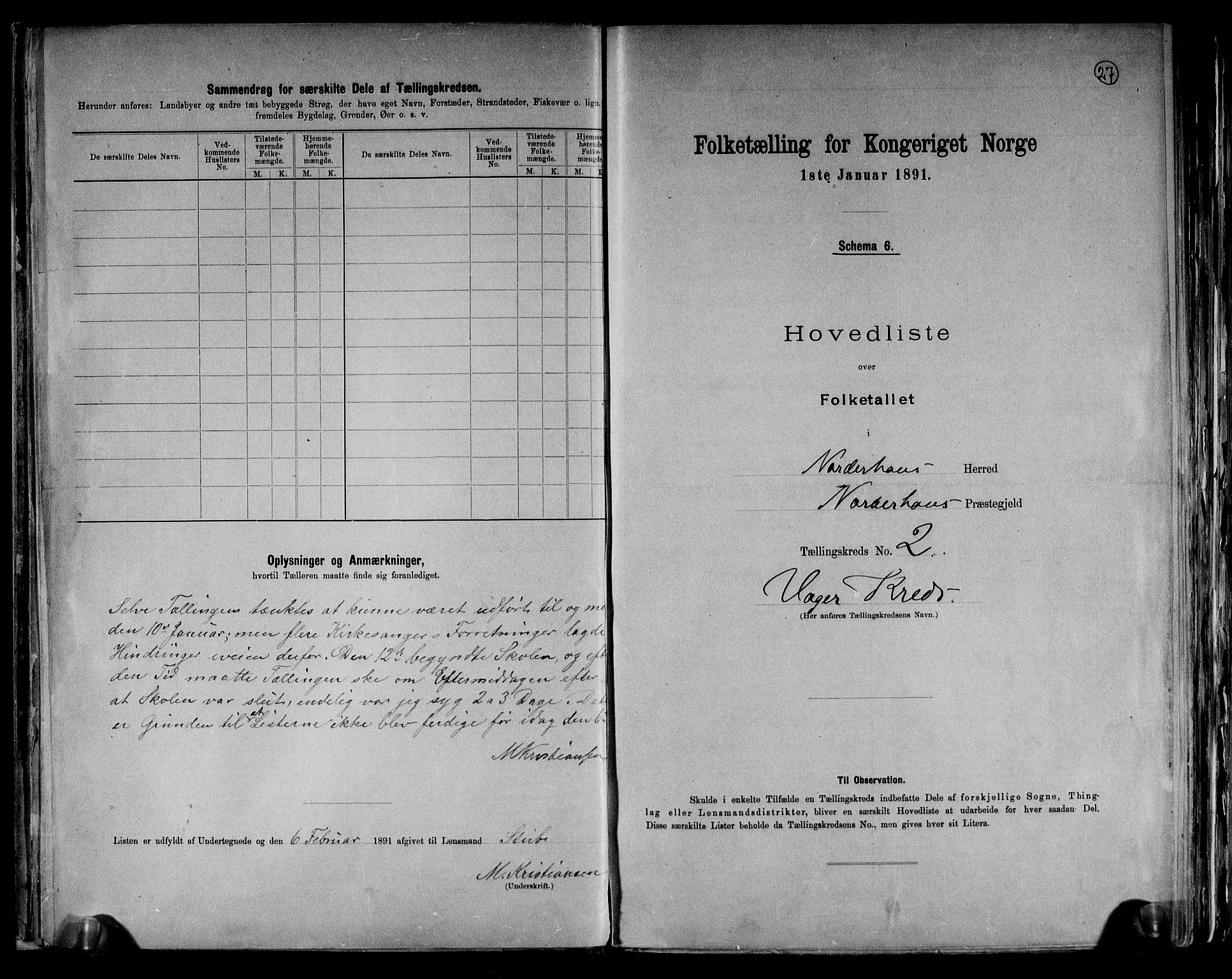 RA, 1891 census for 0613 Norderhov, 1891, p. 6