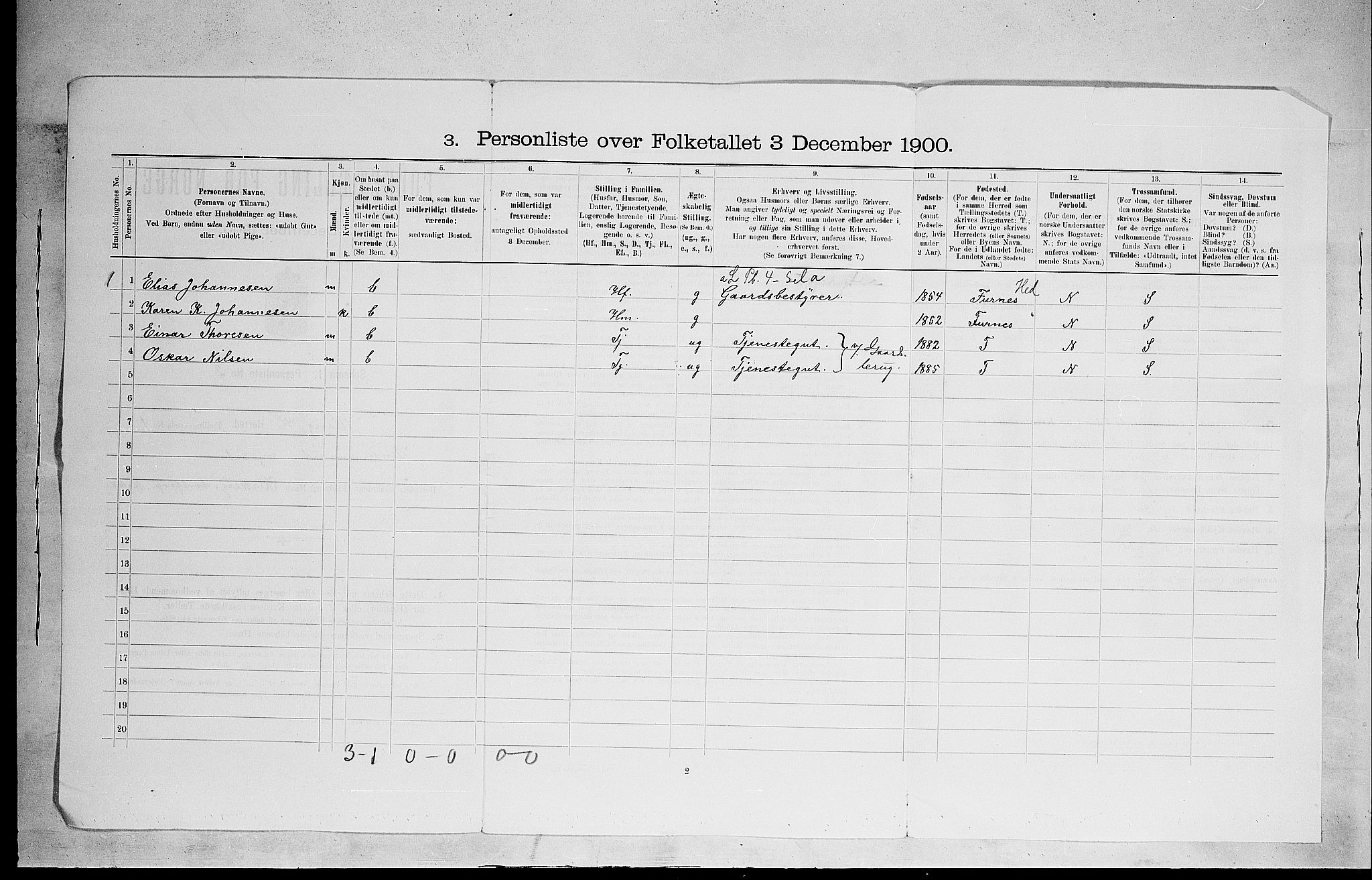 SAH, 1900 census for Vang, 1900, p. 41