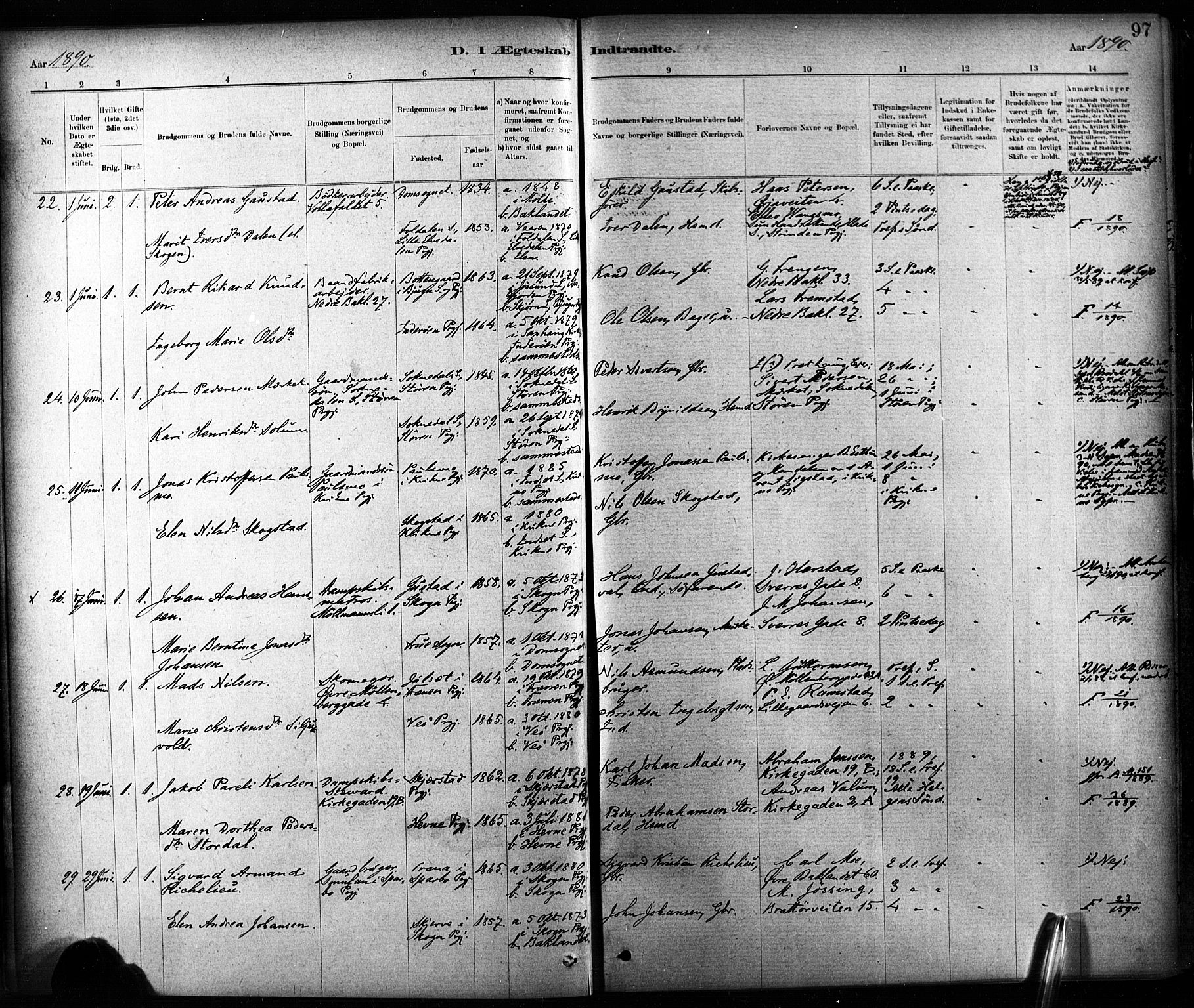 Ministerialprotokoller, klokkerbøker og fødselsregistre - Sør-Trøndelag, SAT/A-1456/604/L0189: Parish register (official) no. 604A10, 1878-1892, p. 97