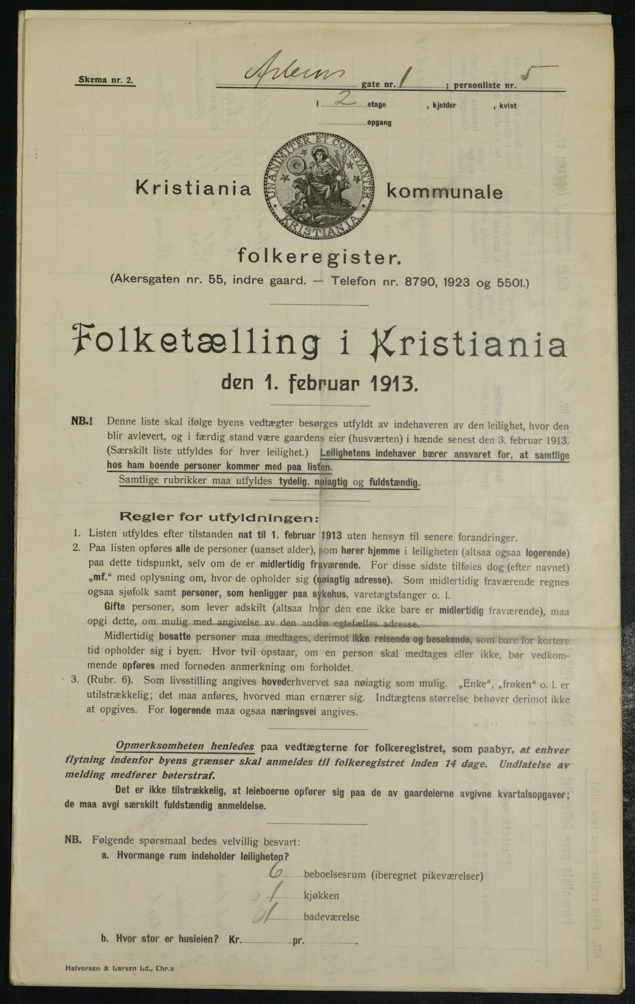 OBA, Municipal Census 1913 for Kristiania, 1913, p. 1424