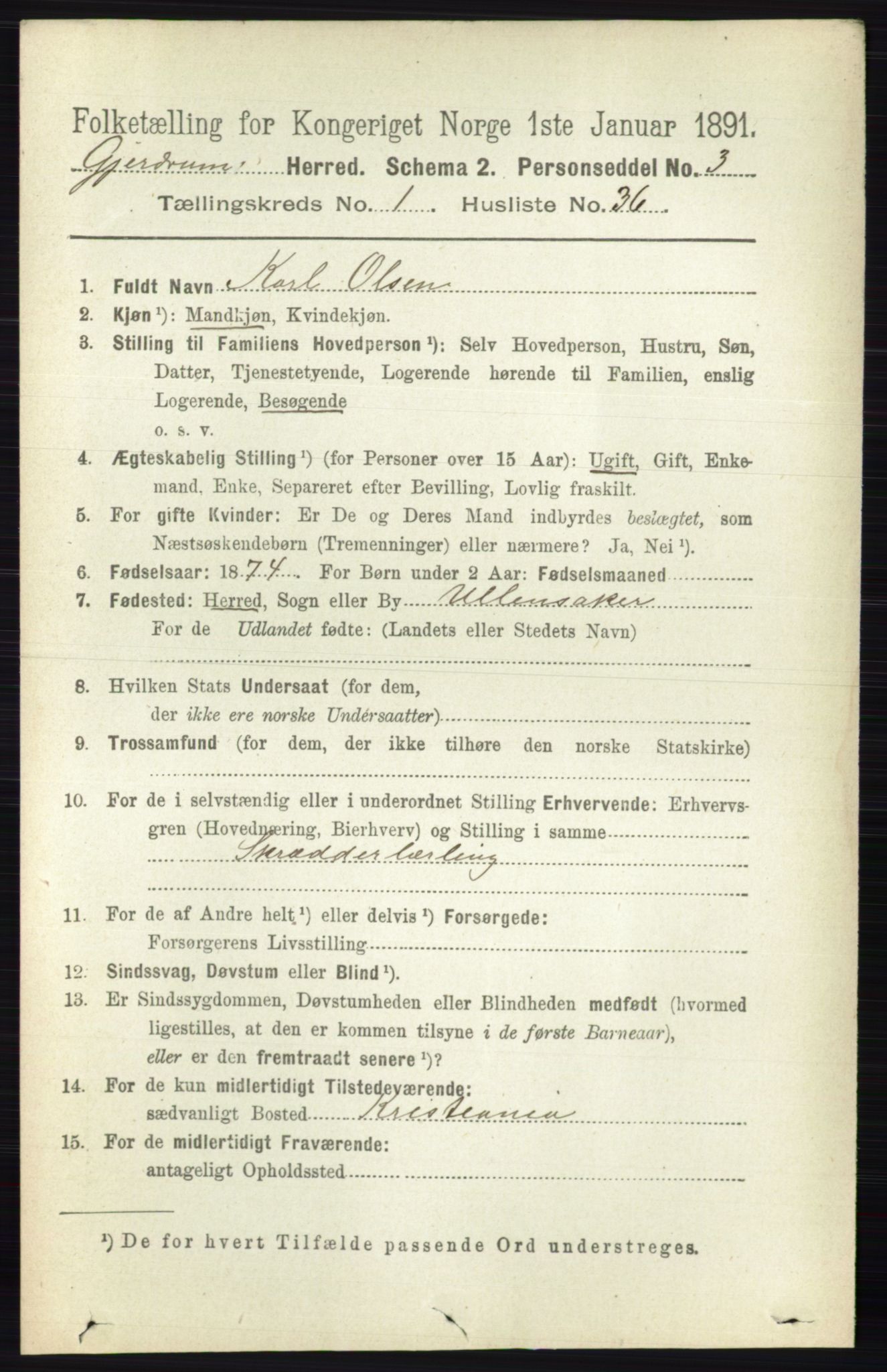 RA, 1891 census for 0234 Gjerdrum, 1891, p. 320