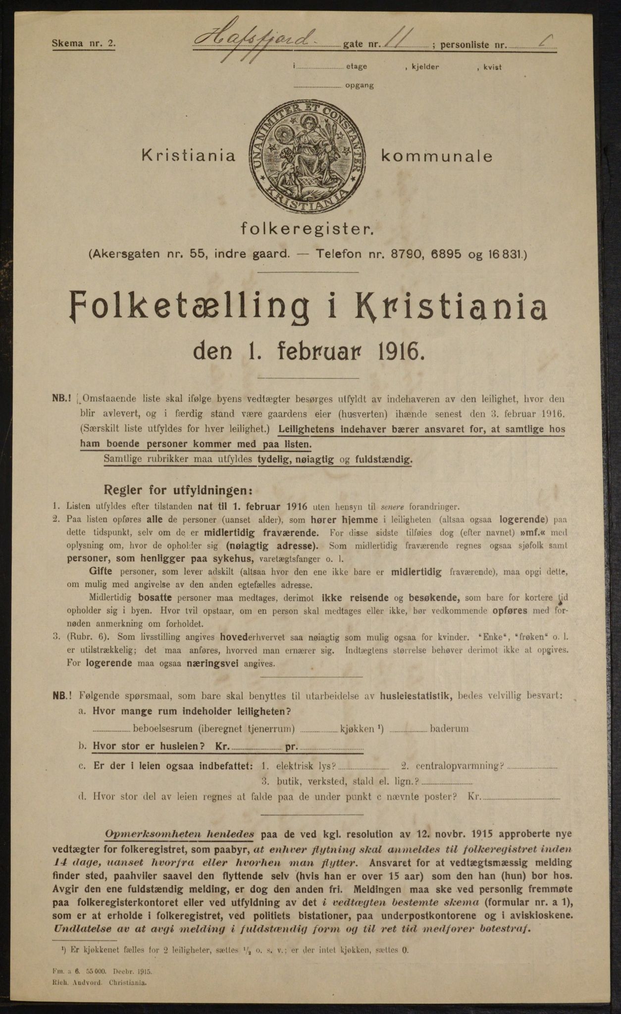 OBA, Municipal Census 1916 for Kristiania, 1916, p. 33879