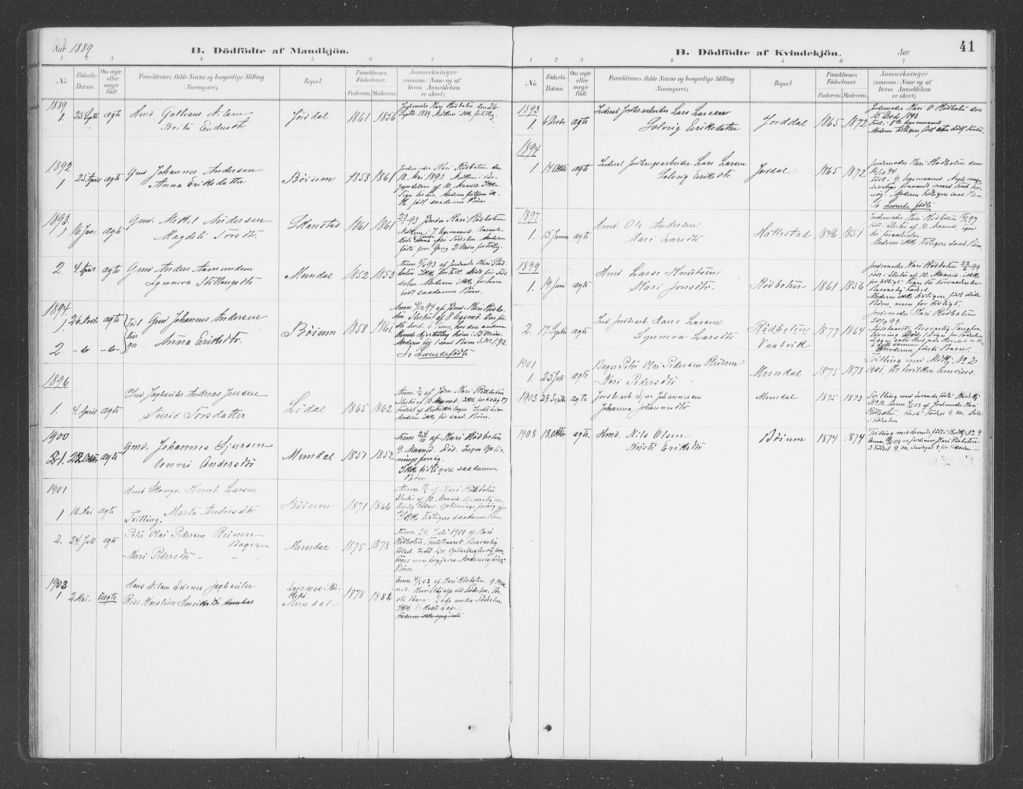 Balestrand sokneprestembete, AV/SAB-A-79601/H/Haa/Haac/L0001: Parish register (official) no. C  1, 1889-1909, p. 41