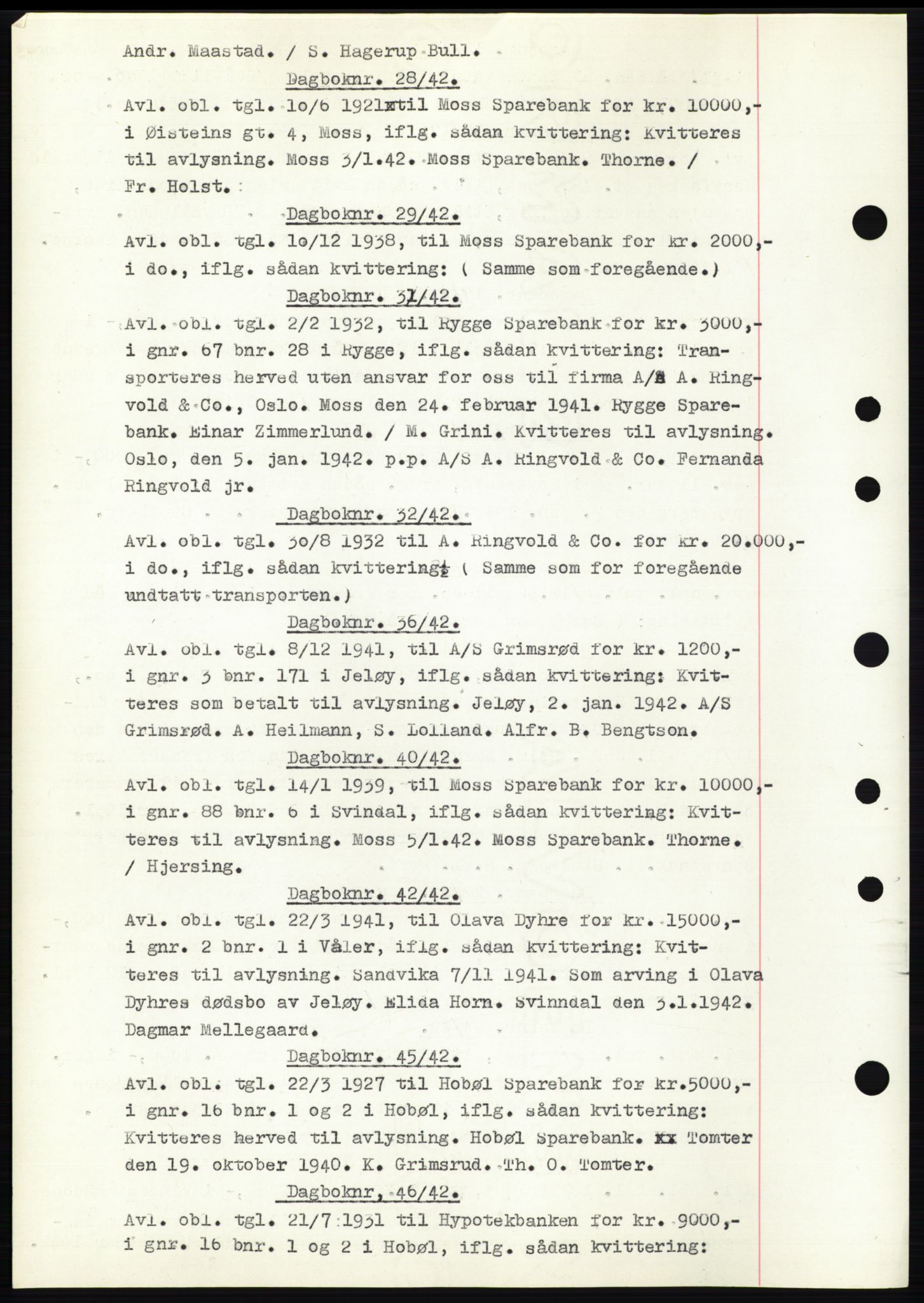 Moss sorenskriveri, AV/SAO-A-10168: Mortgage book no. C10, 1938-1950, Diary no: : 28/1942